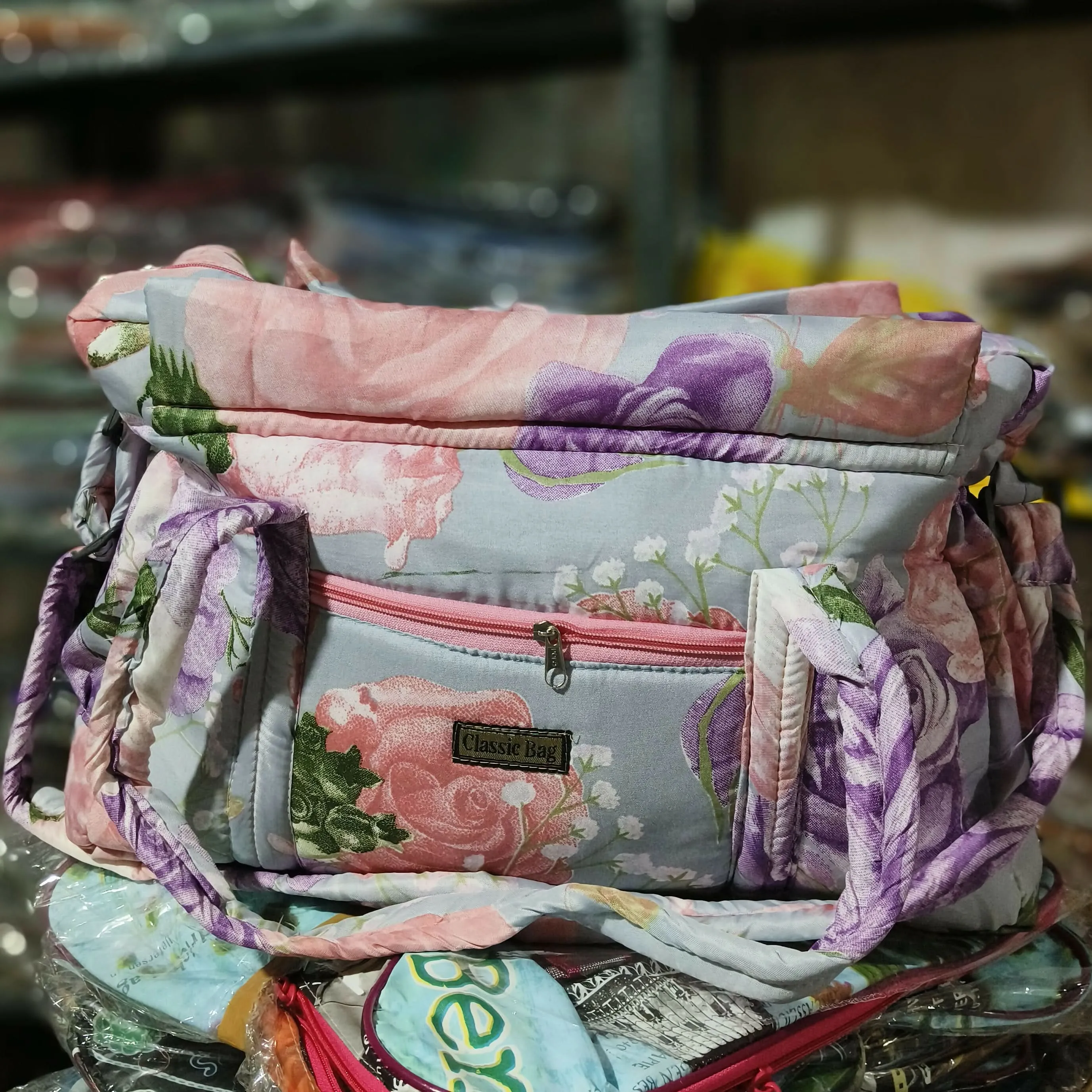 Floral Elegance Quilted Duffle Bag - Classic Collection