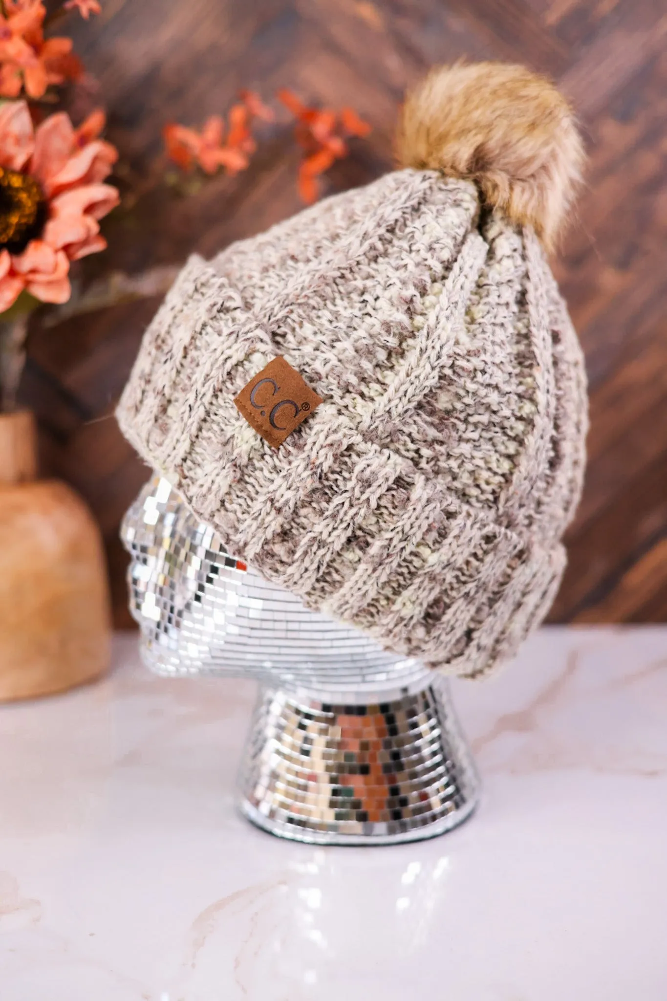 Fuzzy Popcorn Confetti Fur Pom Beanie FINAL SALE