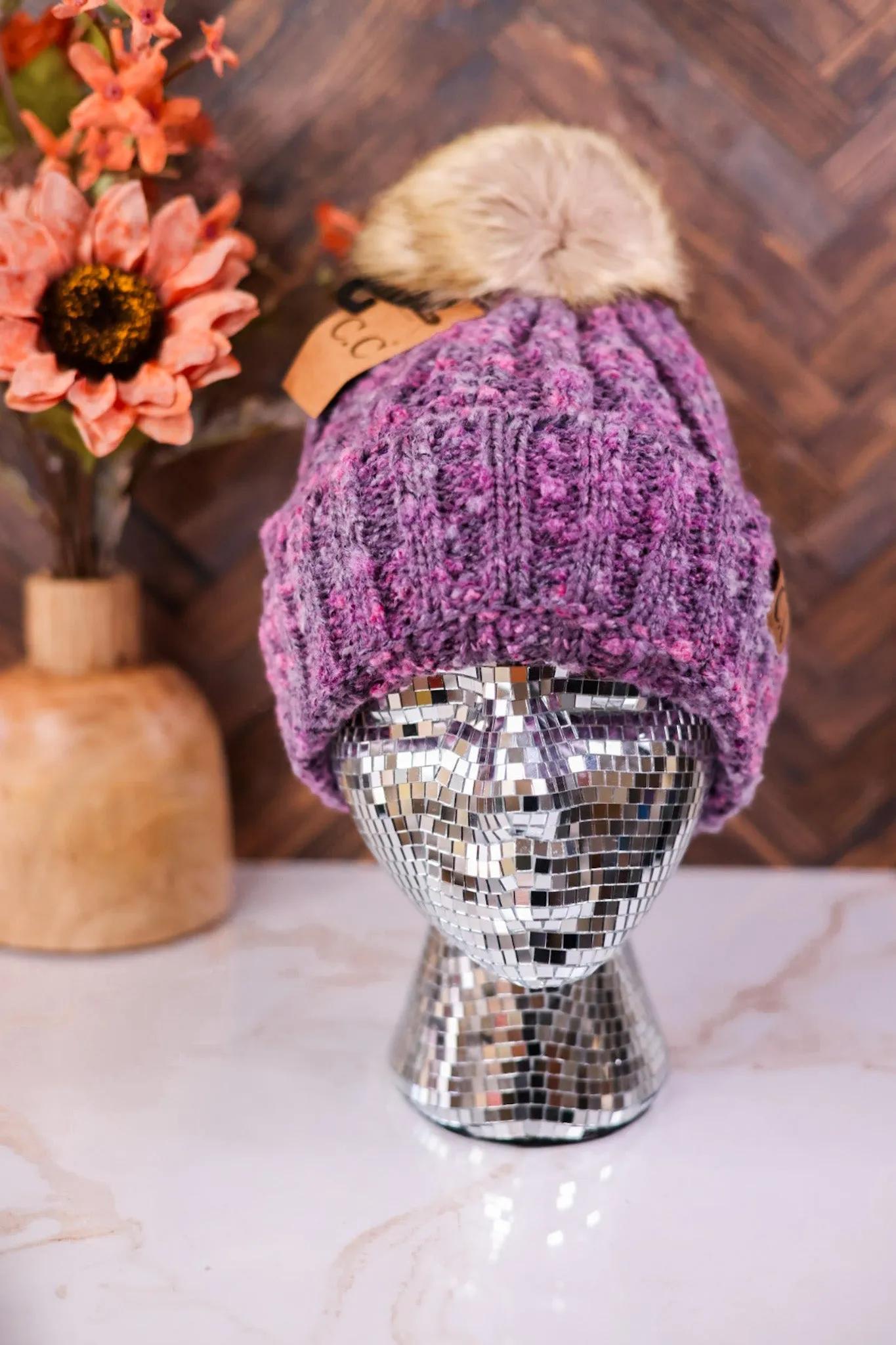 Fuzzy Popcorn Confetti Fur Pom Beanie FINAL SALE
