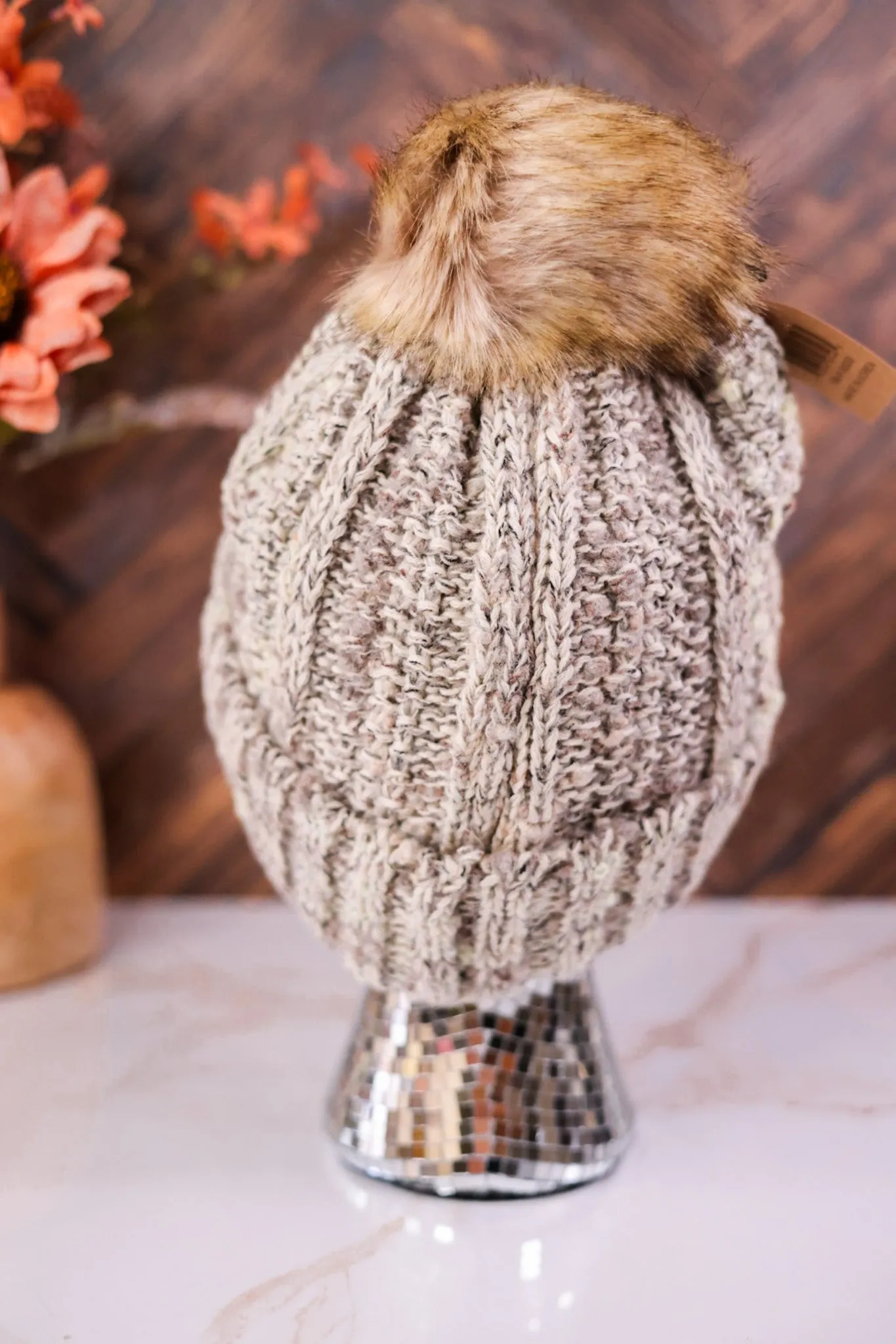 Fuzzy Popcorn Confetti Fur Pom Beanie FINAL SALE