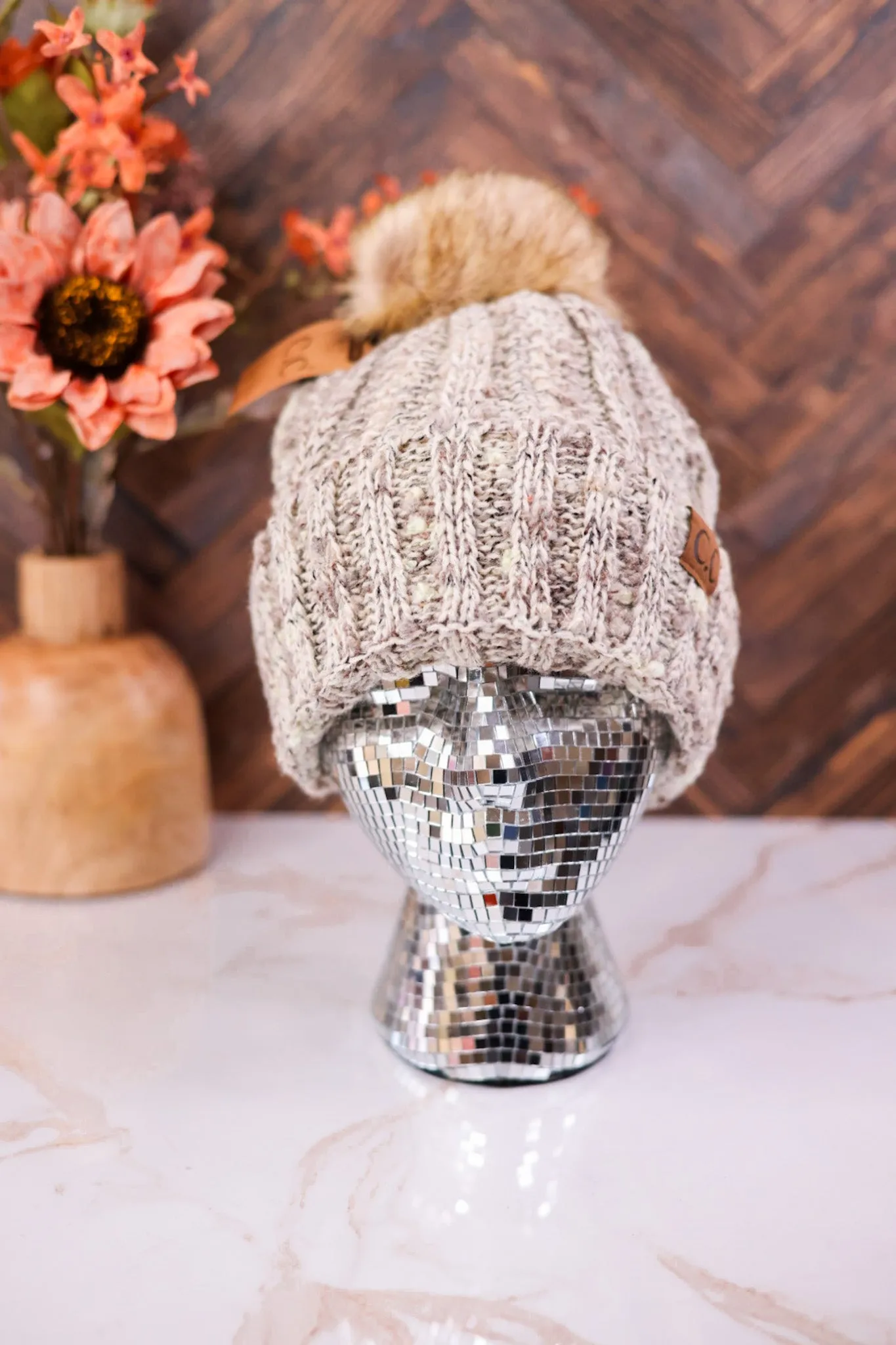 Fuzzy Popcorn Confetti Fur Pom Beanie FINAL SALE