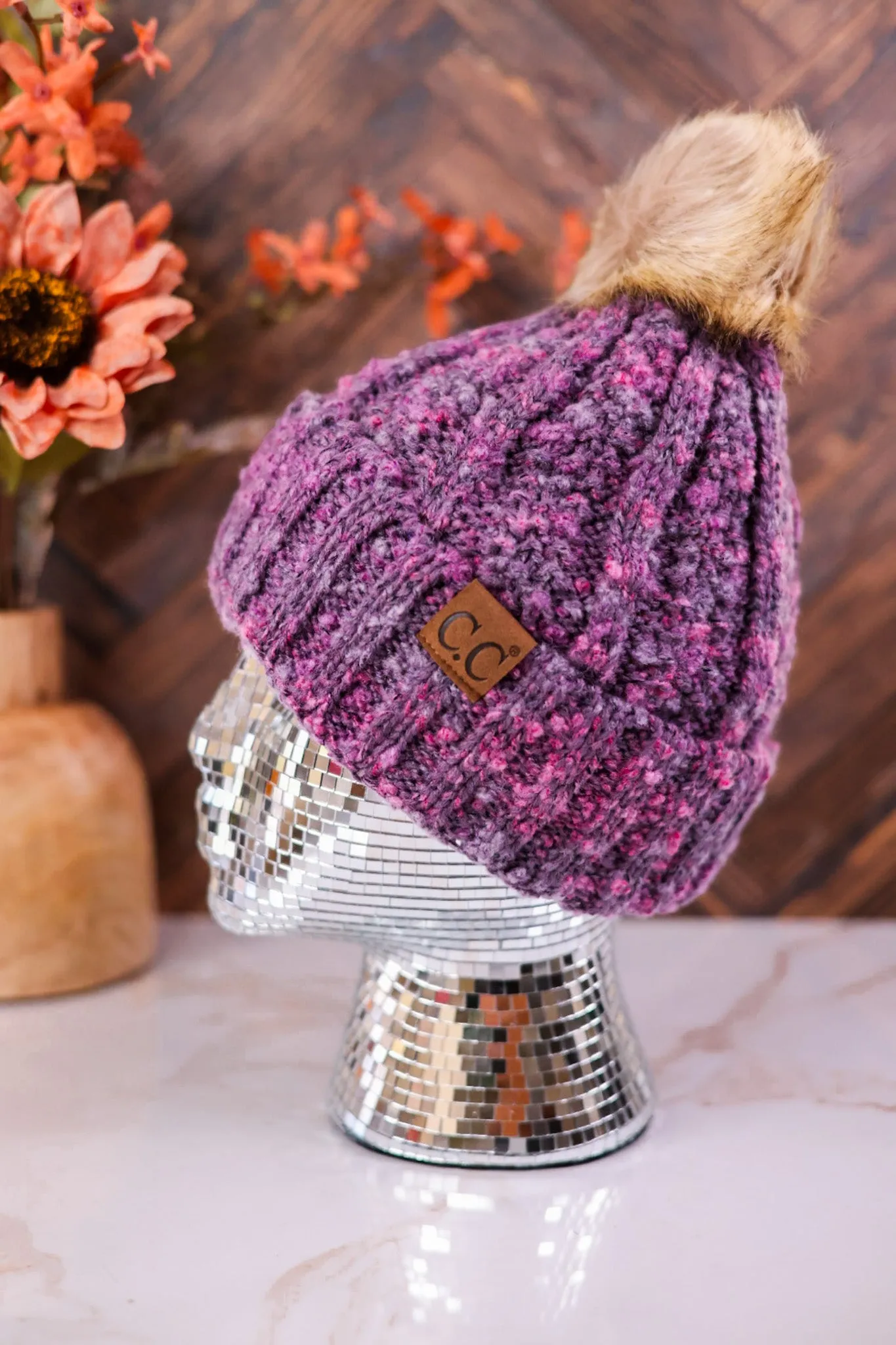 Fuzzy Popcorn Confetti Fur Pom Beanie FINAL SALE