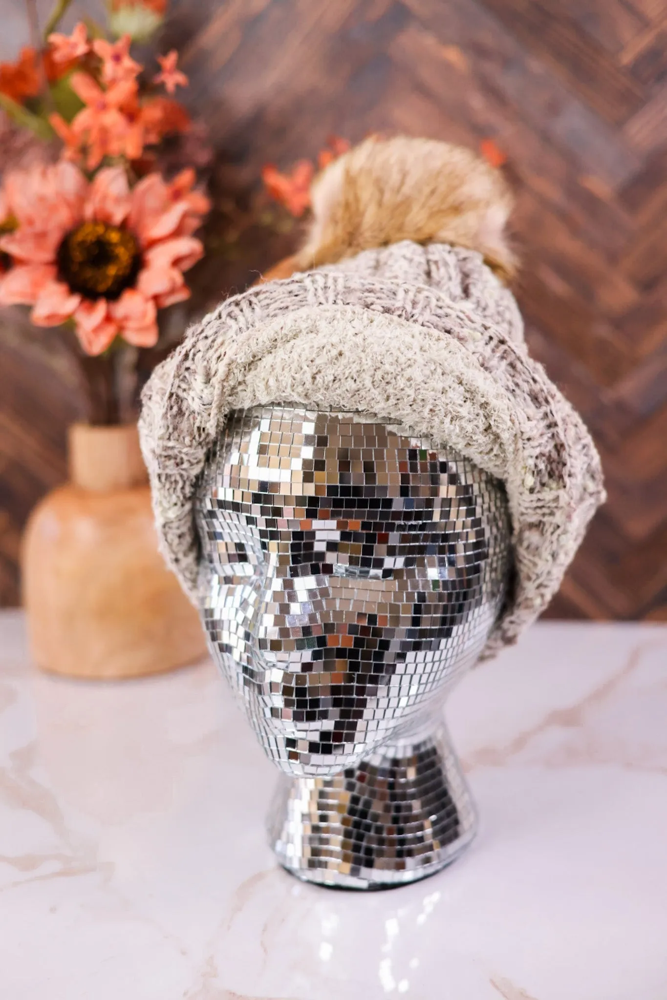 Fuzzy Popcorn Confetti Fur Pom Beanie FINAL SALE