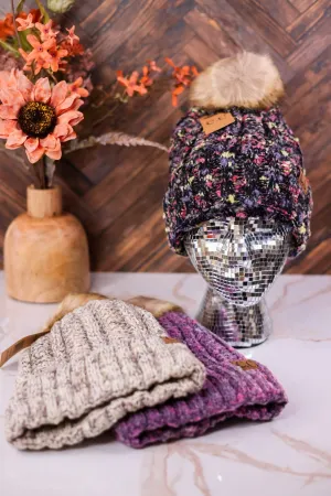 Fuzzy Popcorn Confetti Fur Pom Beanie FINAL SALE