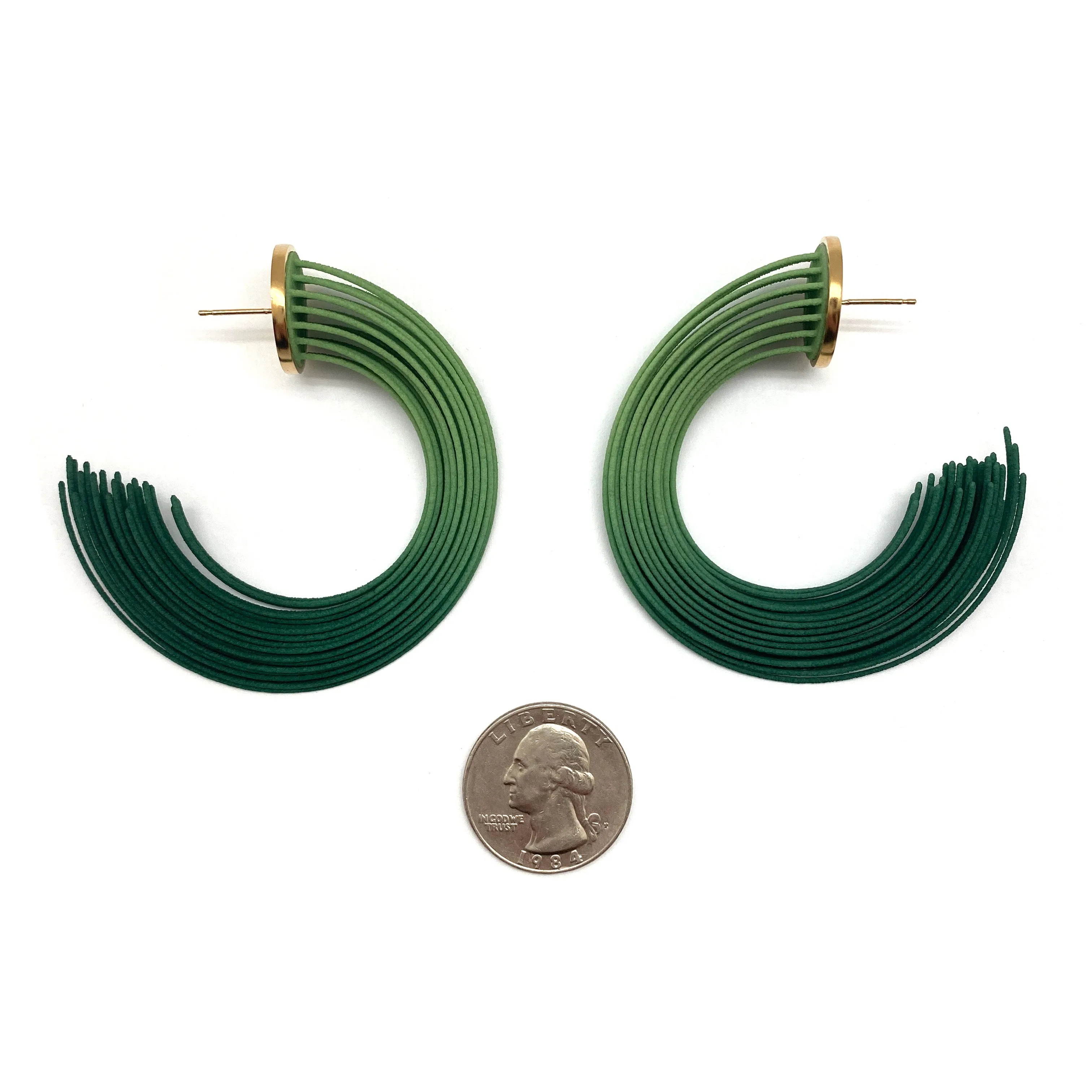 Green Gradient and Gold Vermeil Large Hoop Earrings