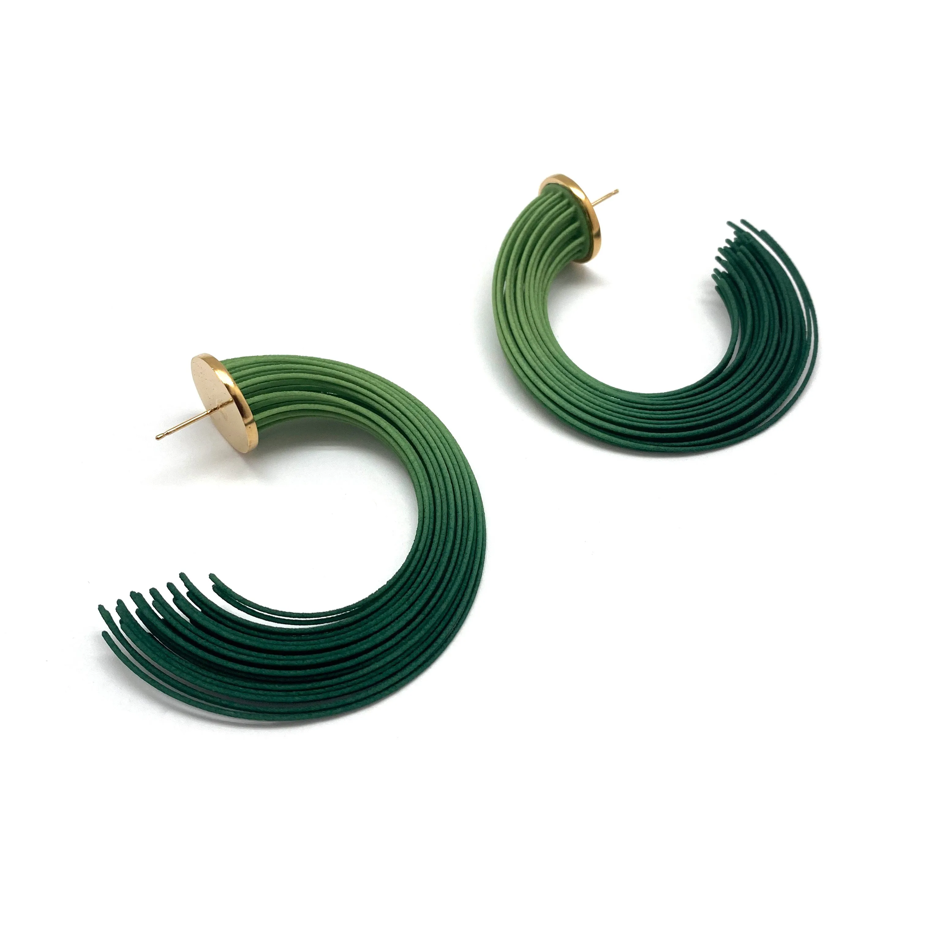 Green Gradient and Gold Vermeil Large Hoop Earrings