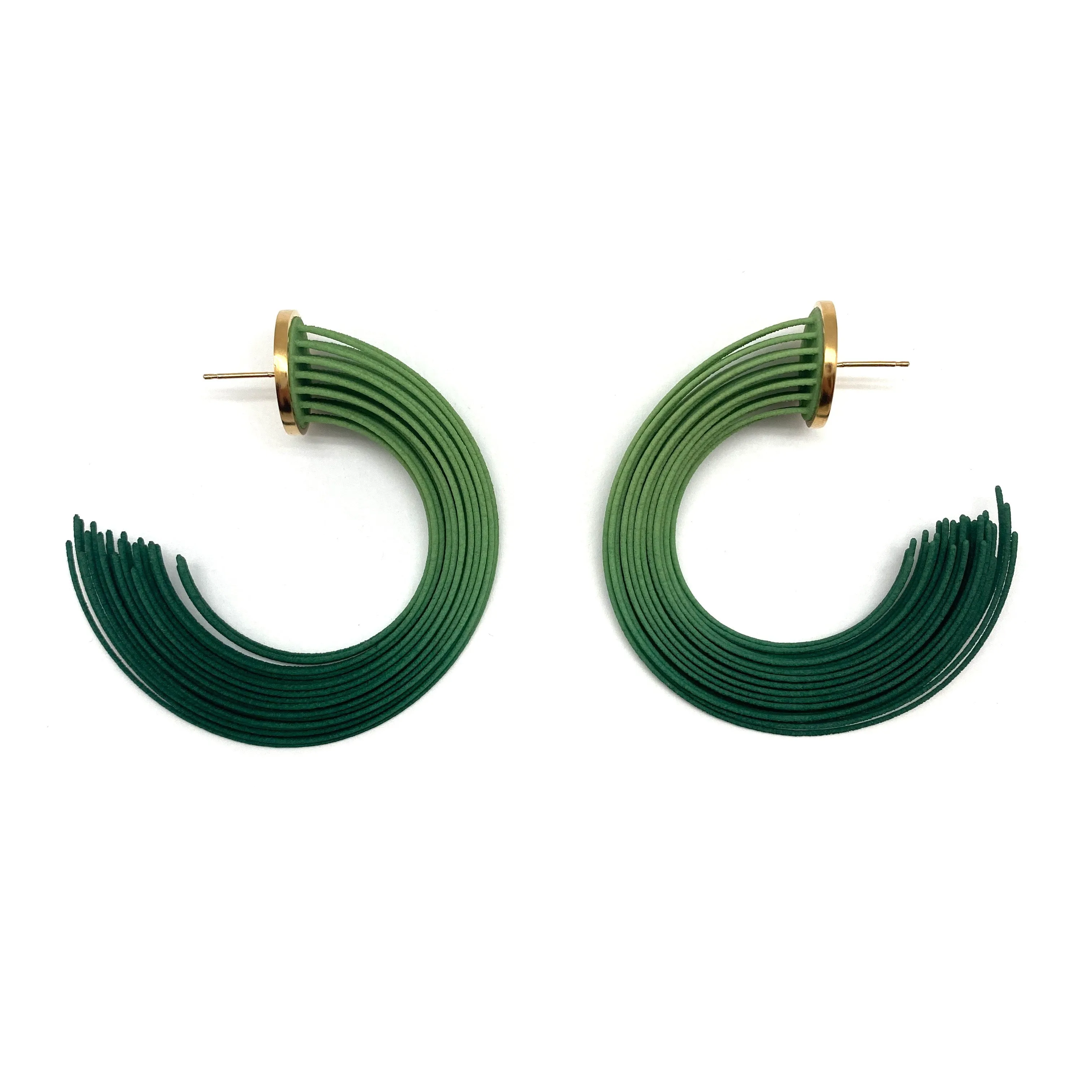 Green Gradient and Gold Vermeil Large Hoop Earrings