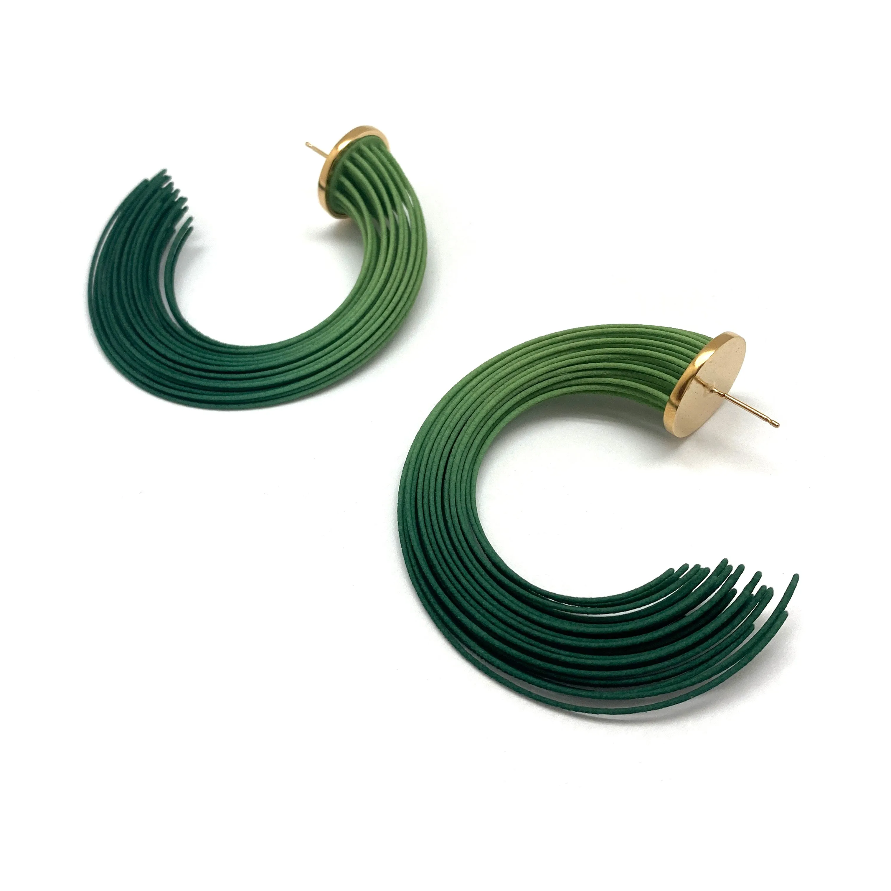 Green Gradient and Gold Vermeil Large Hoop Earrings