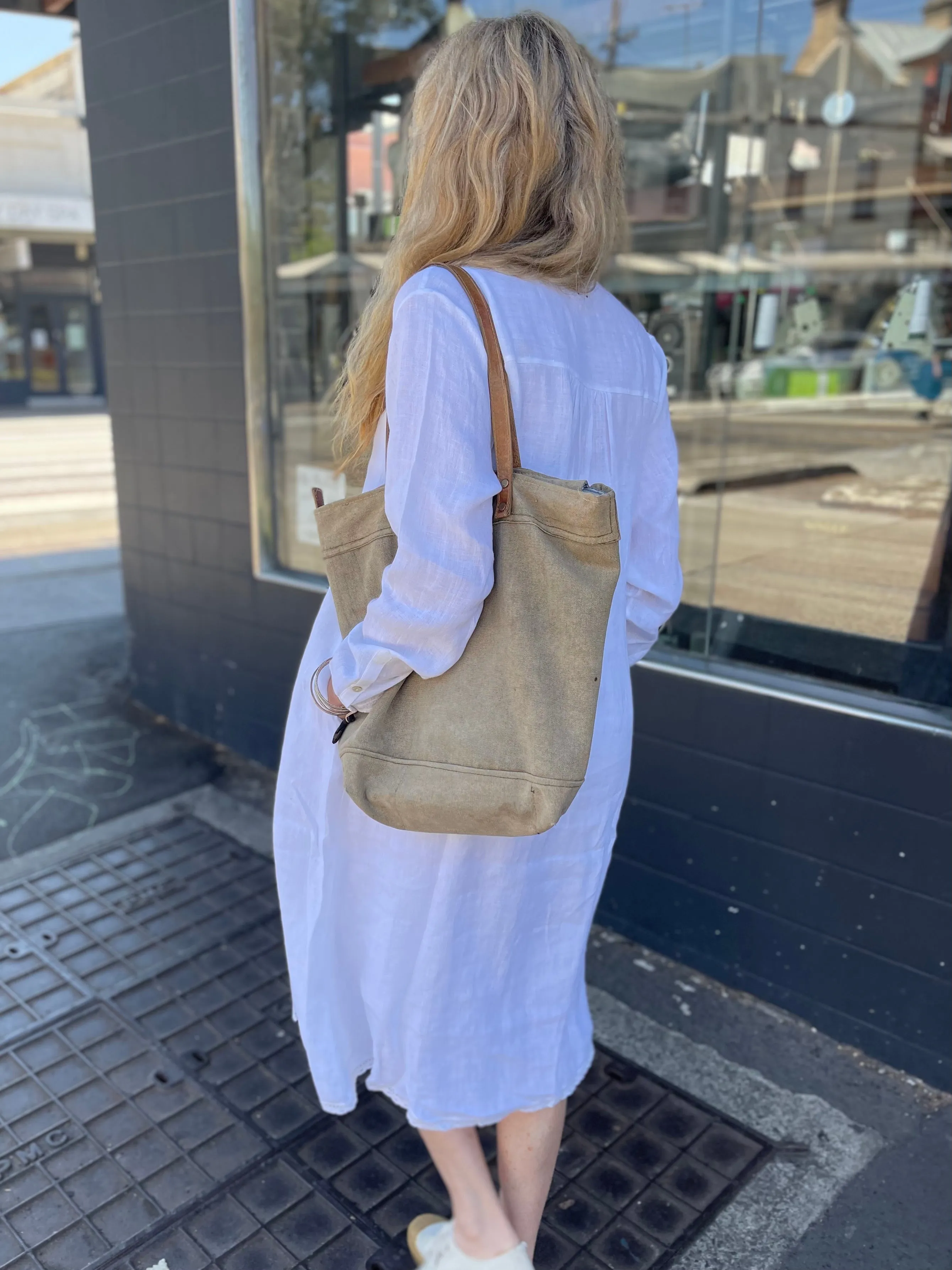 HEERA LINEN SHIRT DRESS with LACE - WHITE