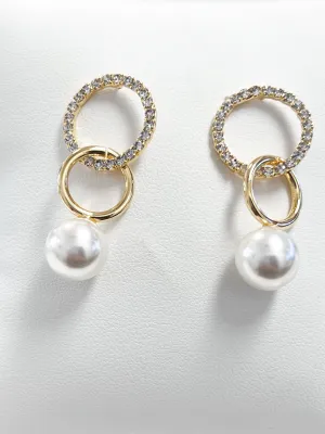 Jazlyn - Rhinestone & Pearl Drop Earrings