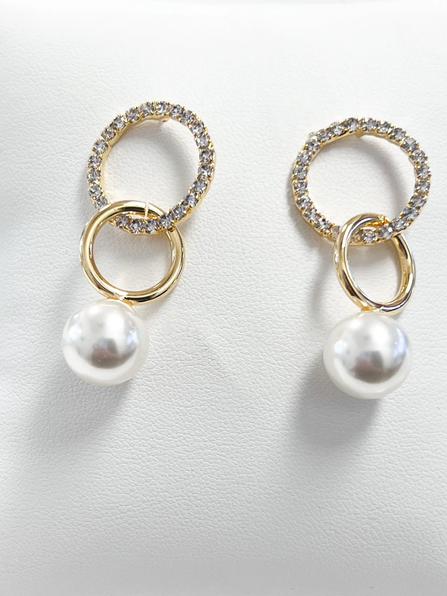 Jazlyn - Rhinestone & Pearl Drop Earrings