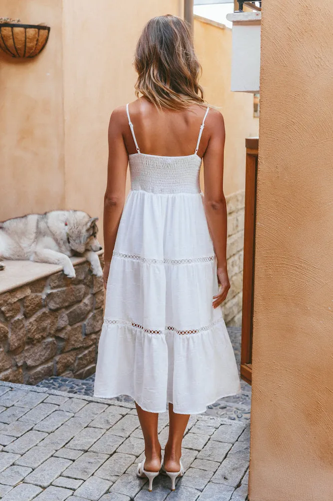 Lily Of The Valley Midi Dress White