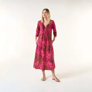 Long Poppy Dress - San Sebastian Hot Coral