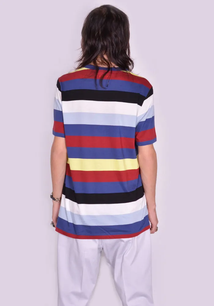 MARNI HUMU0151EX-2 STRIPE T-SHIRT BLUE/L.BLUE/BLACK/WHITE/RED
