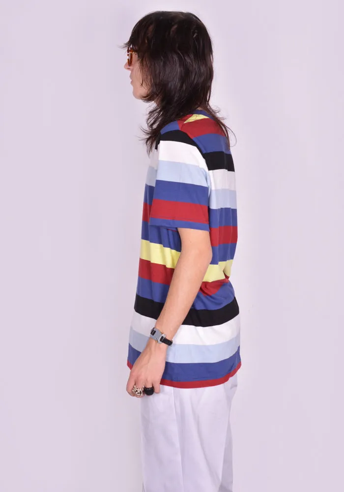 MARNI HUMU0151EX-2 STRIPE T-SHIRT BLUE/L.BLUE/BLACK/WHITE/RED