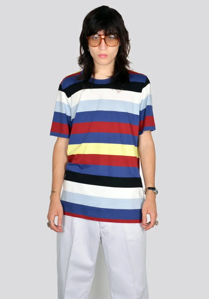 MARNI HUMU0151EX-2 STRIPE T-SHIRT BLUE/L.BLUE/BLACK/WHITE/RED