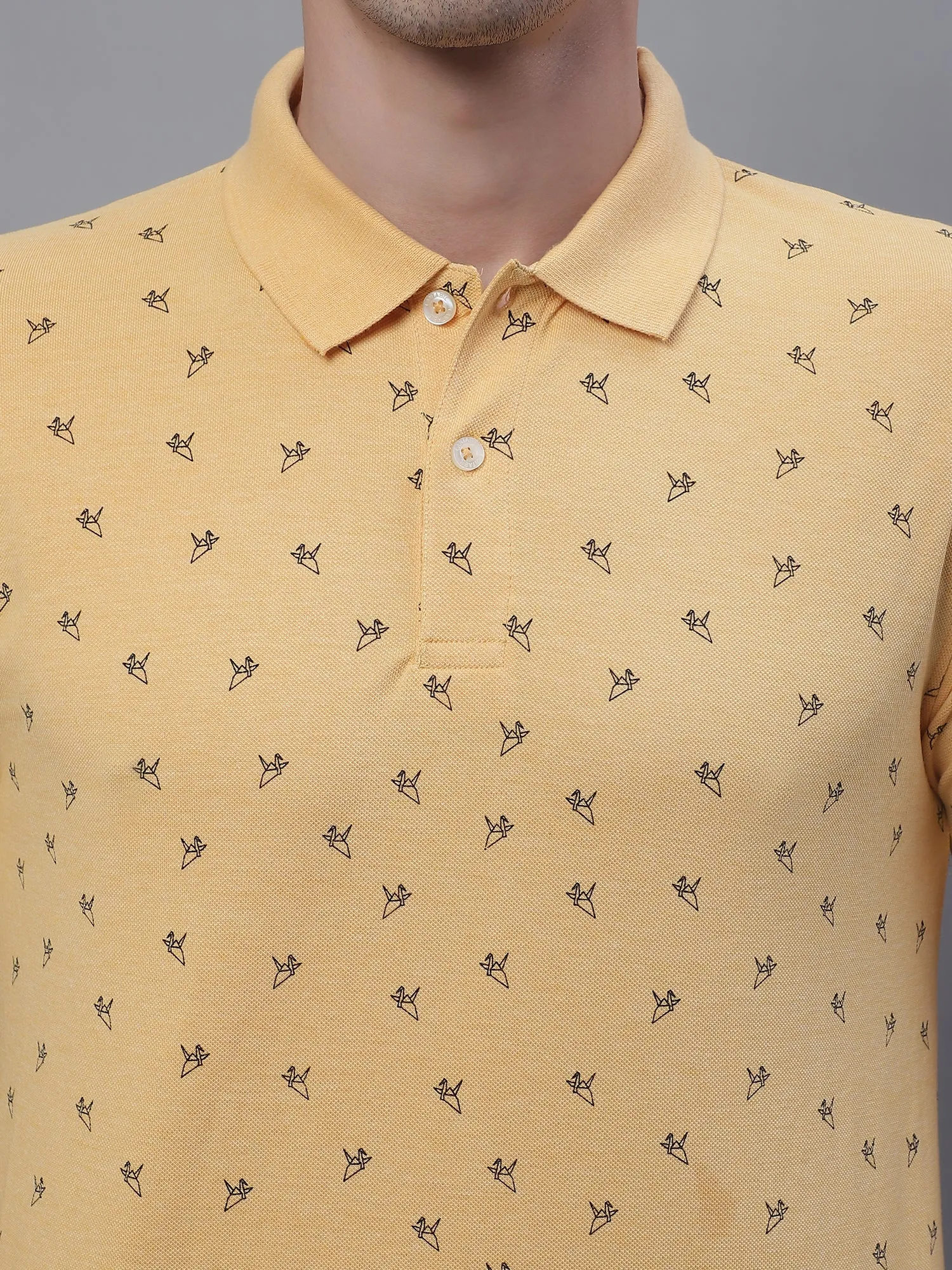 Men Yellow Polo Neck T-Shirt