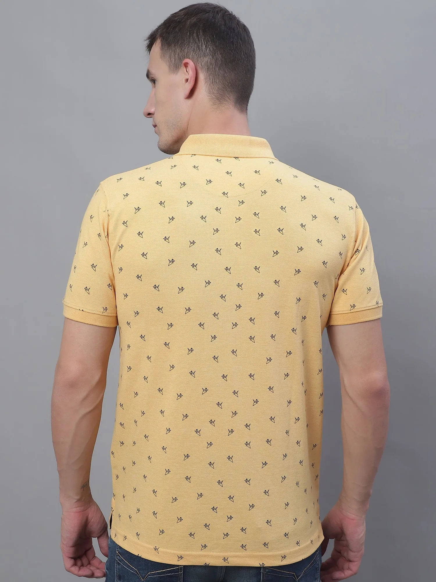 Men Yellow Polo Neck T-Shirt