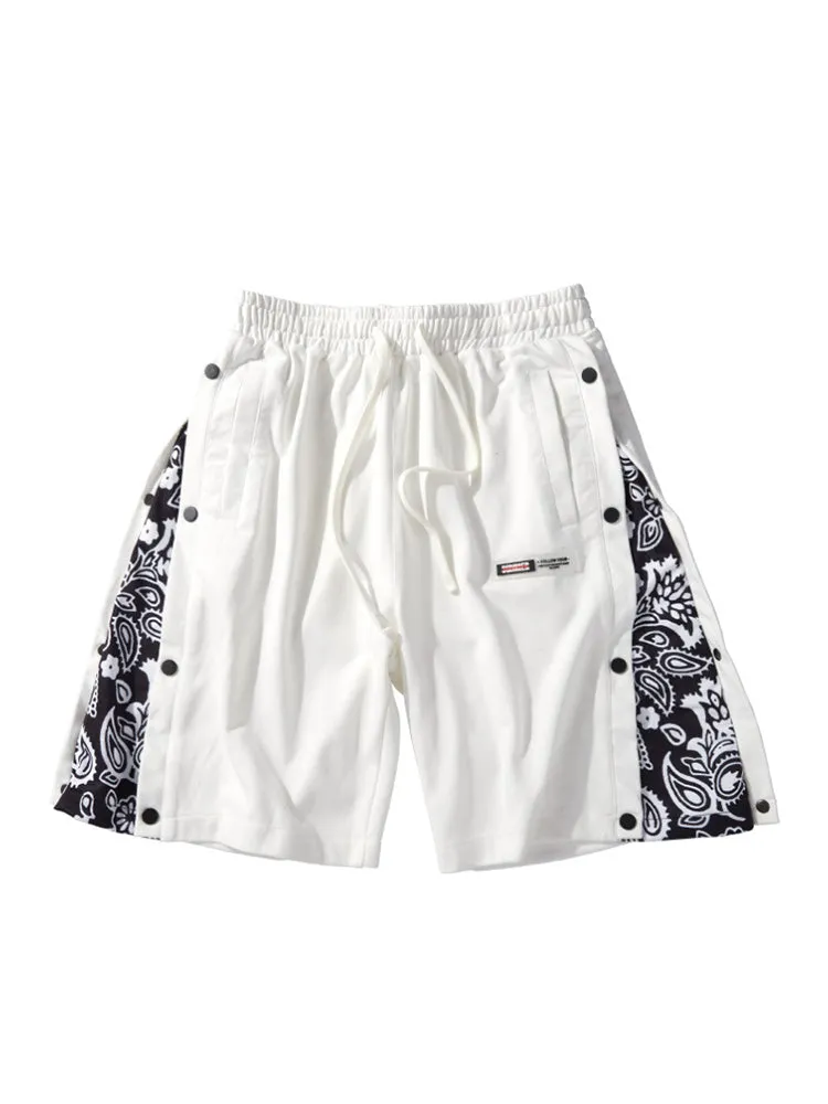 Mens Pattern Patchwork Elastic Active Athletic Shorts