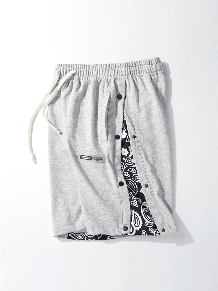 Mens Pattern Patchwork Elastic Active Athletic Shorts