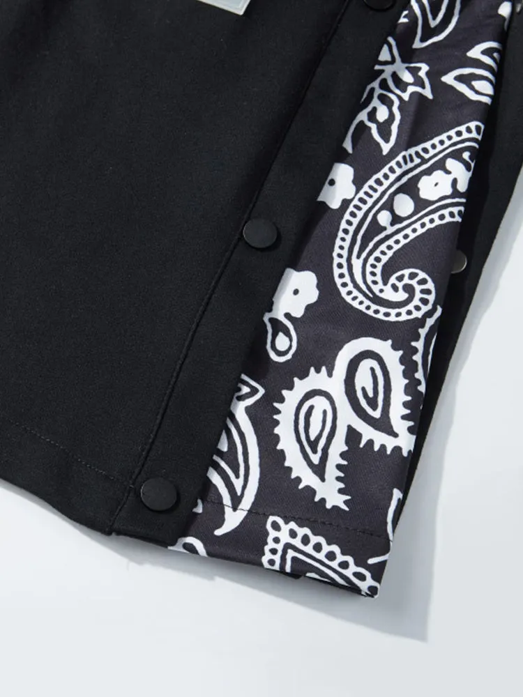 Mens Pattern Patchwork Elastic Active Athletic Shorts
