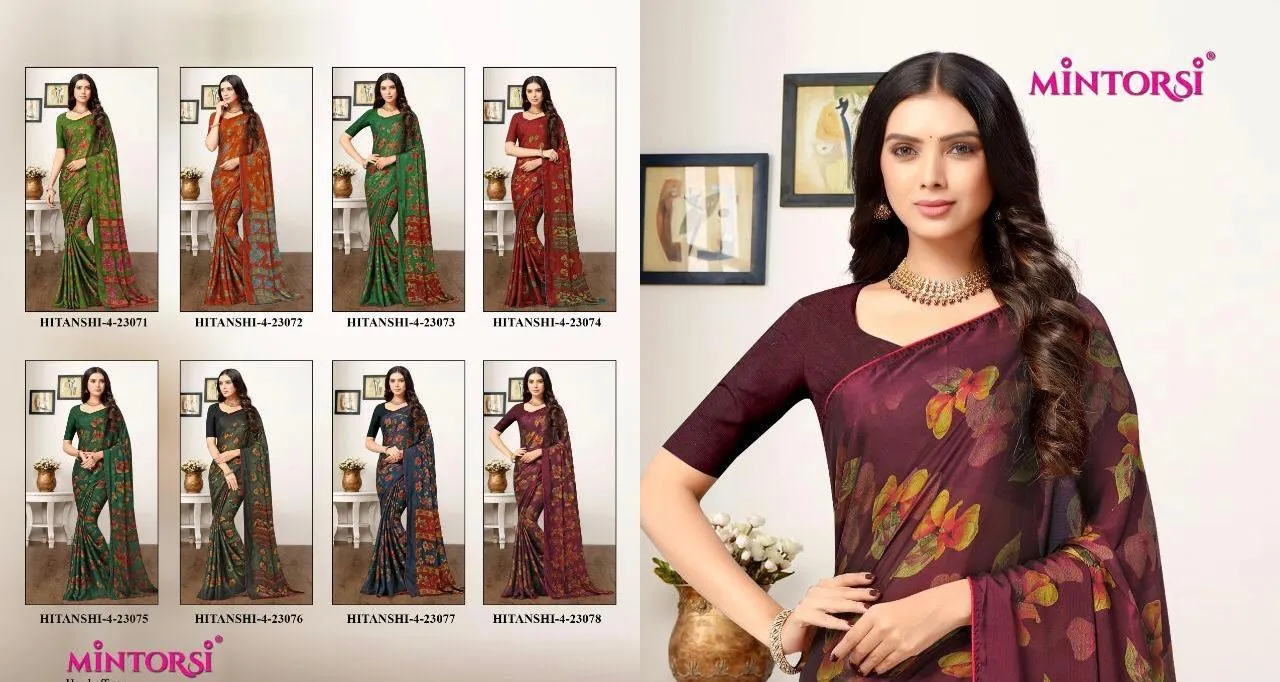 Mintorsi Launched Hitanshi Vol 4 Black Cadbury Casual Wear Sarees