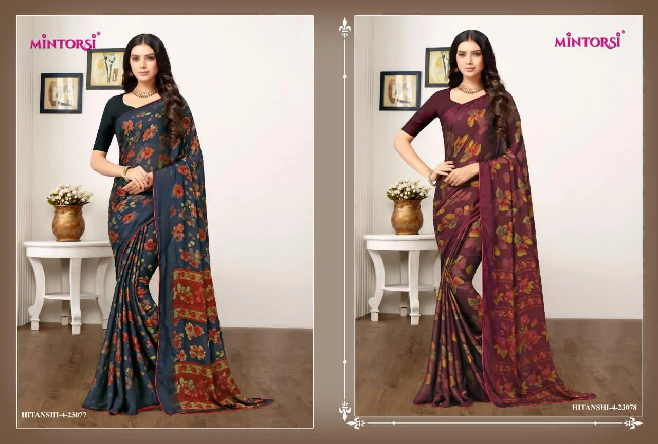 Mintorsi Launched Hitanshi Vol 4 Black Cadbury Casual Wear Sarees