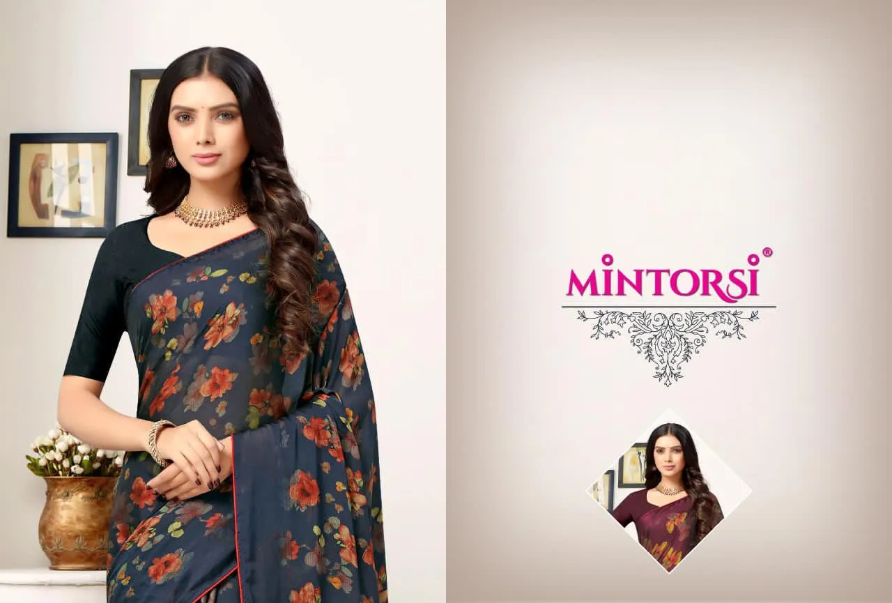 Mintorsi Launched Hitanshi Vol 4 Black Cadbury Casual Wear Sarees