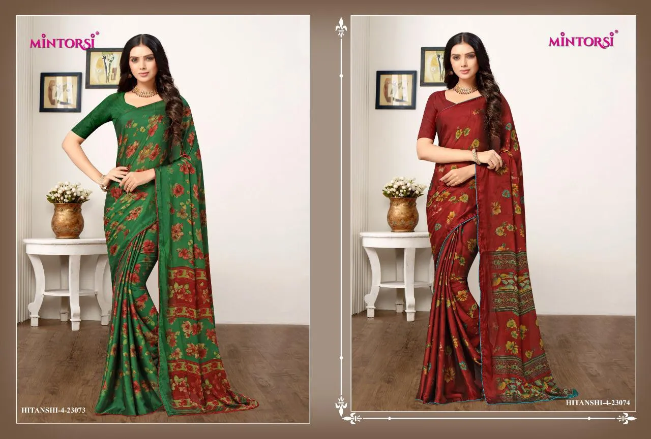 Mintorsi Launched Hitanshi Vol 4 Black Cadbury Casual Wear Sarees