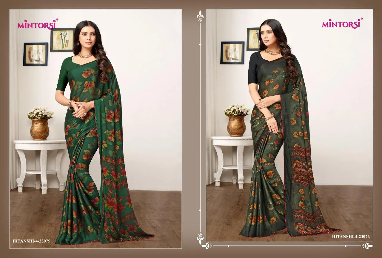 Mintorsi Launched Hitanshi Vol 4 Black Cadbury Casual Wear Sarees