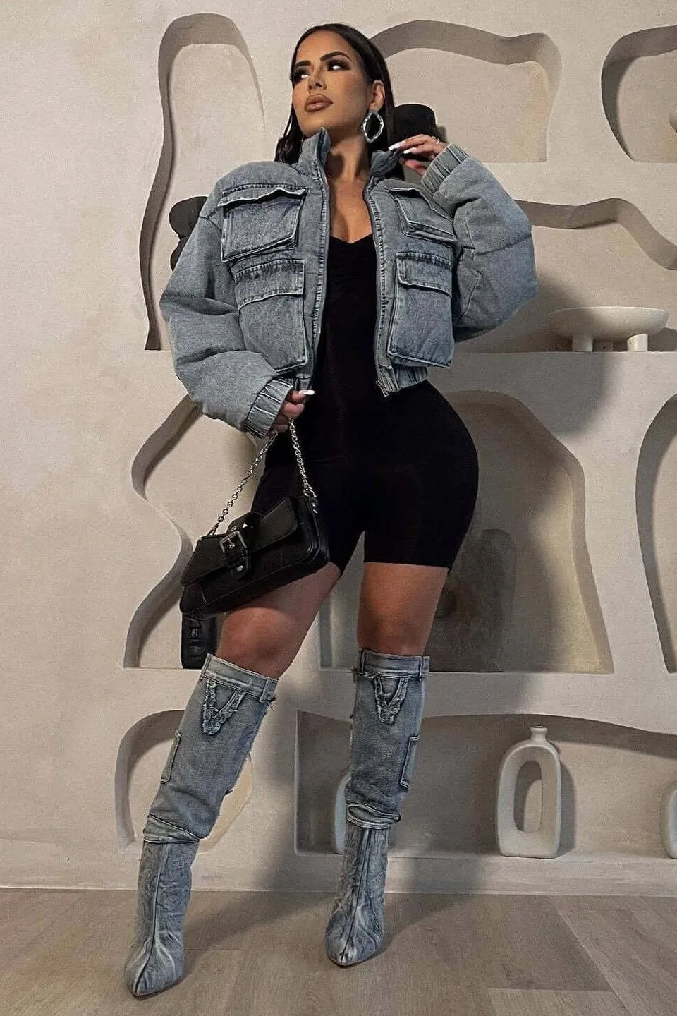 Multi-pocket denim jacket