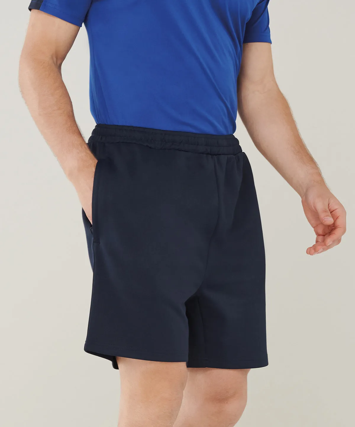 Navy - Knitted shorts with zip pockets