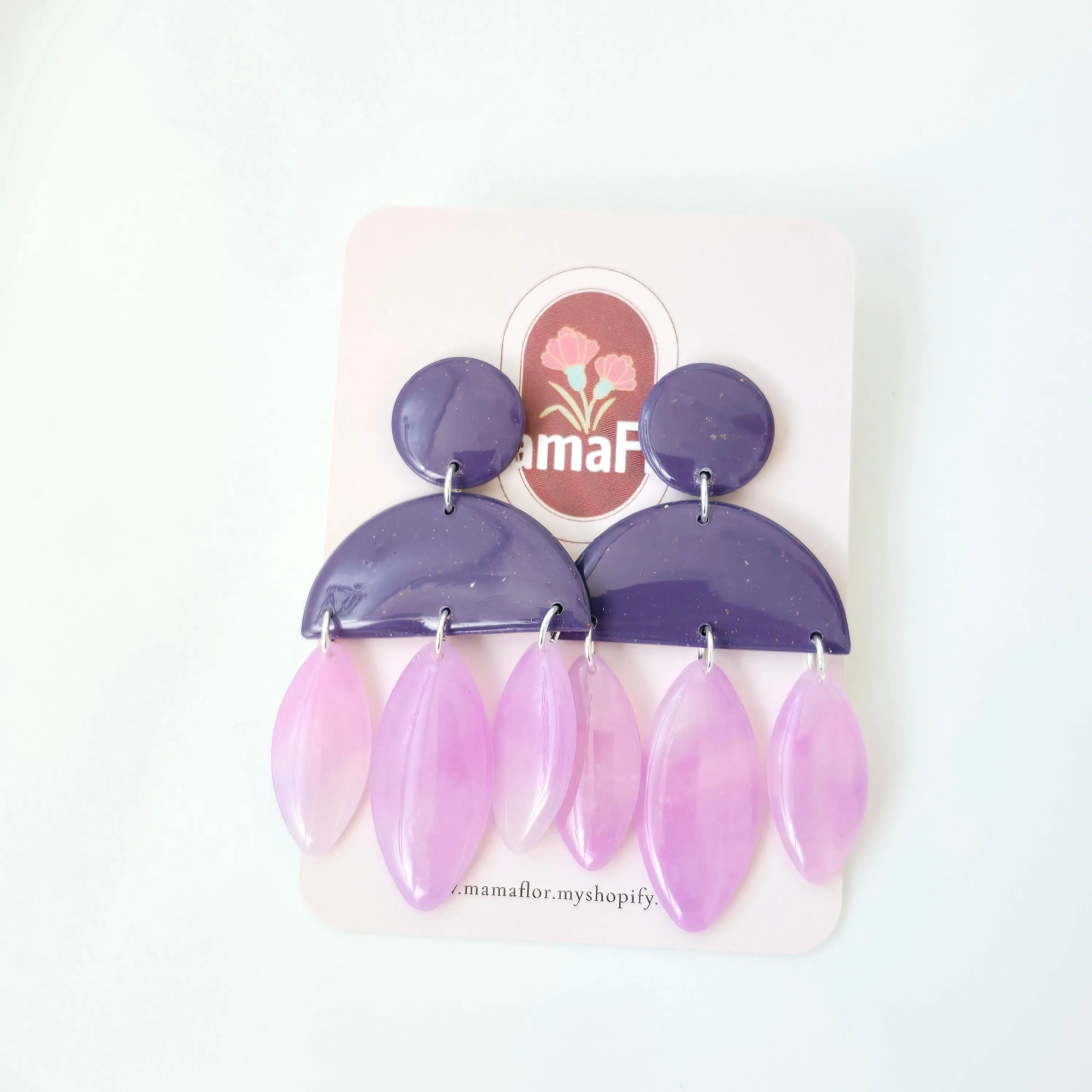 Nina Dangle Earrings in romantic purples