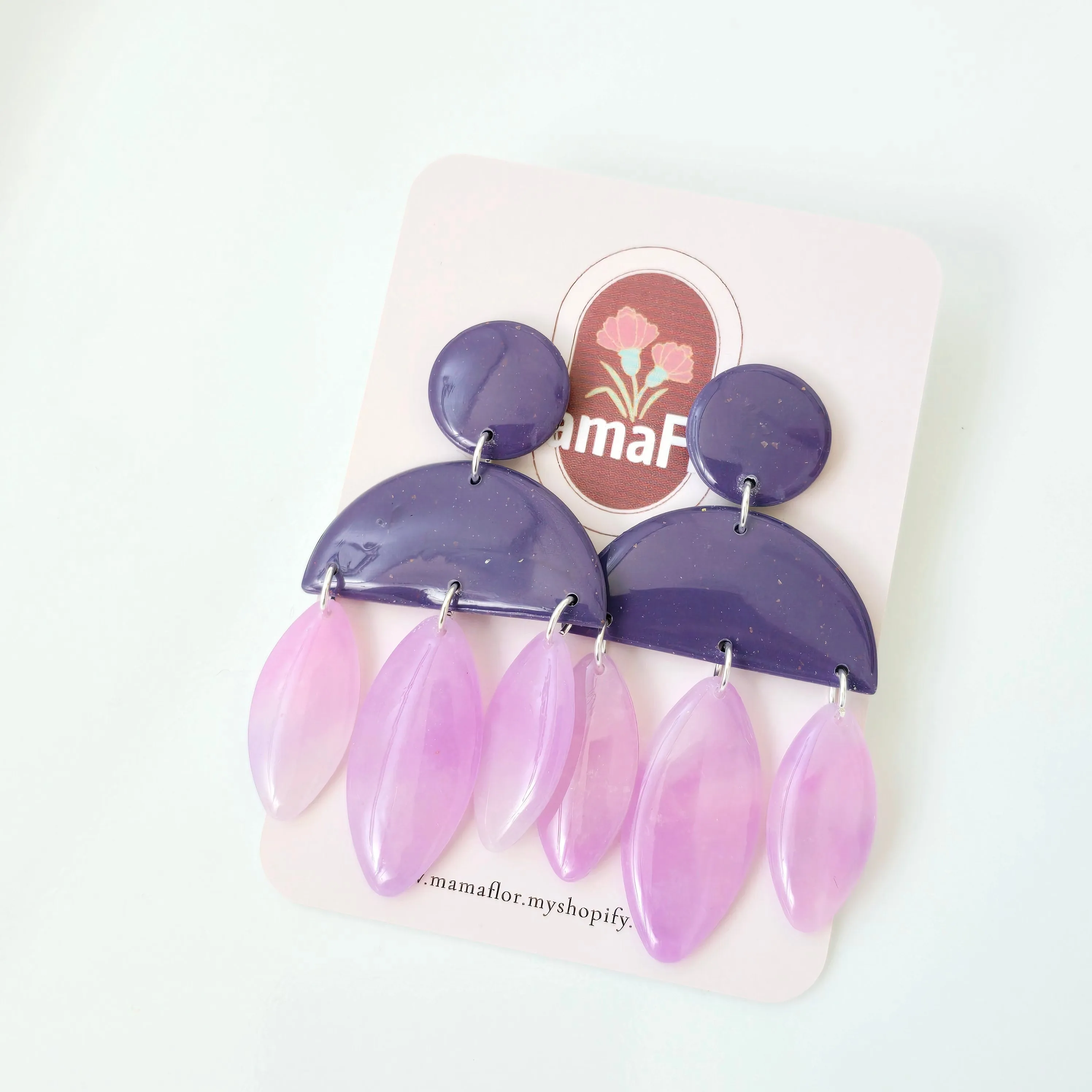 Nina Dangle Earrings in romantic purples