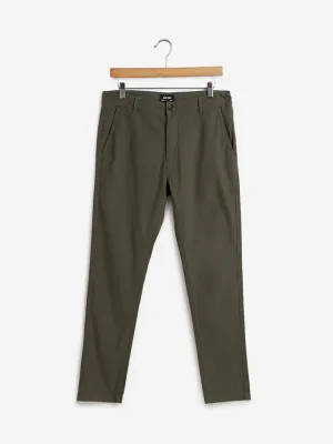 Nuon Olive Cotton-Blend Slim - Fit Mid -Rise Chinos