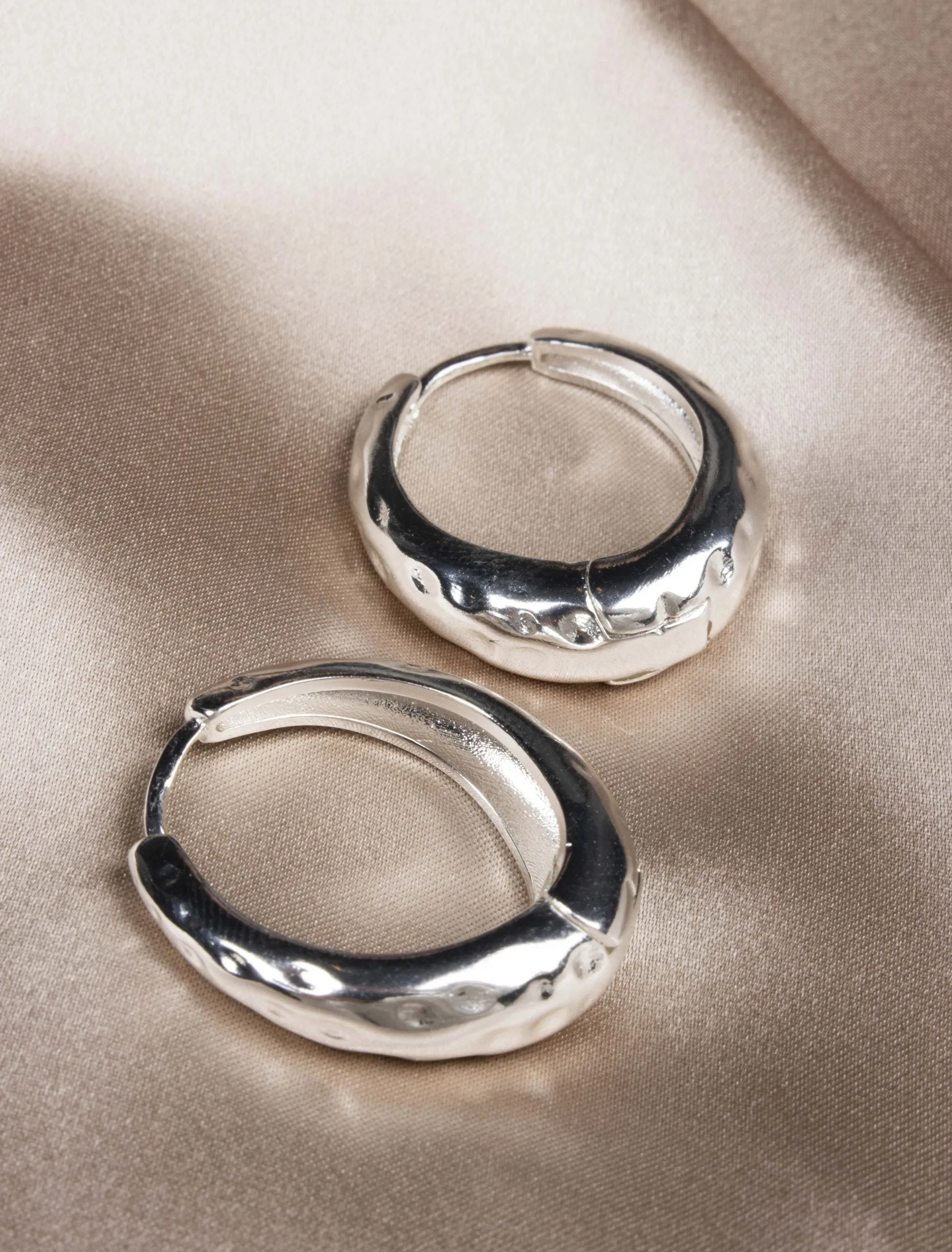 Olia Amy Large Hoops Silver Plated