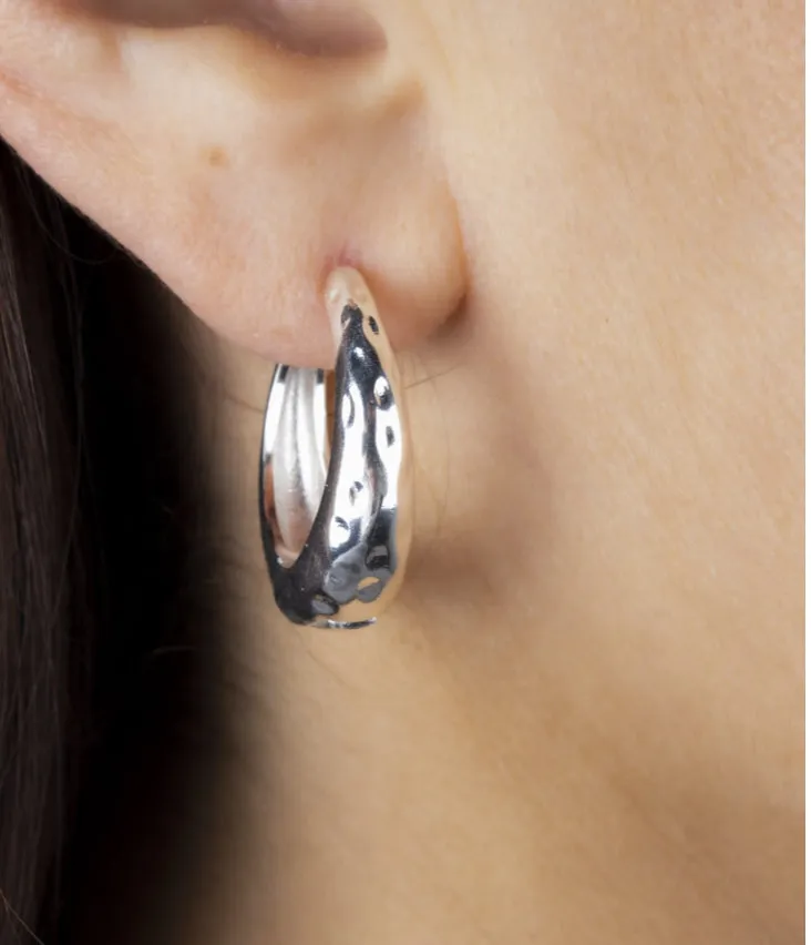 Olia Amy Large Hoops Silver Plated