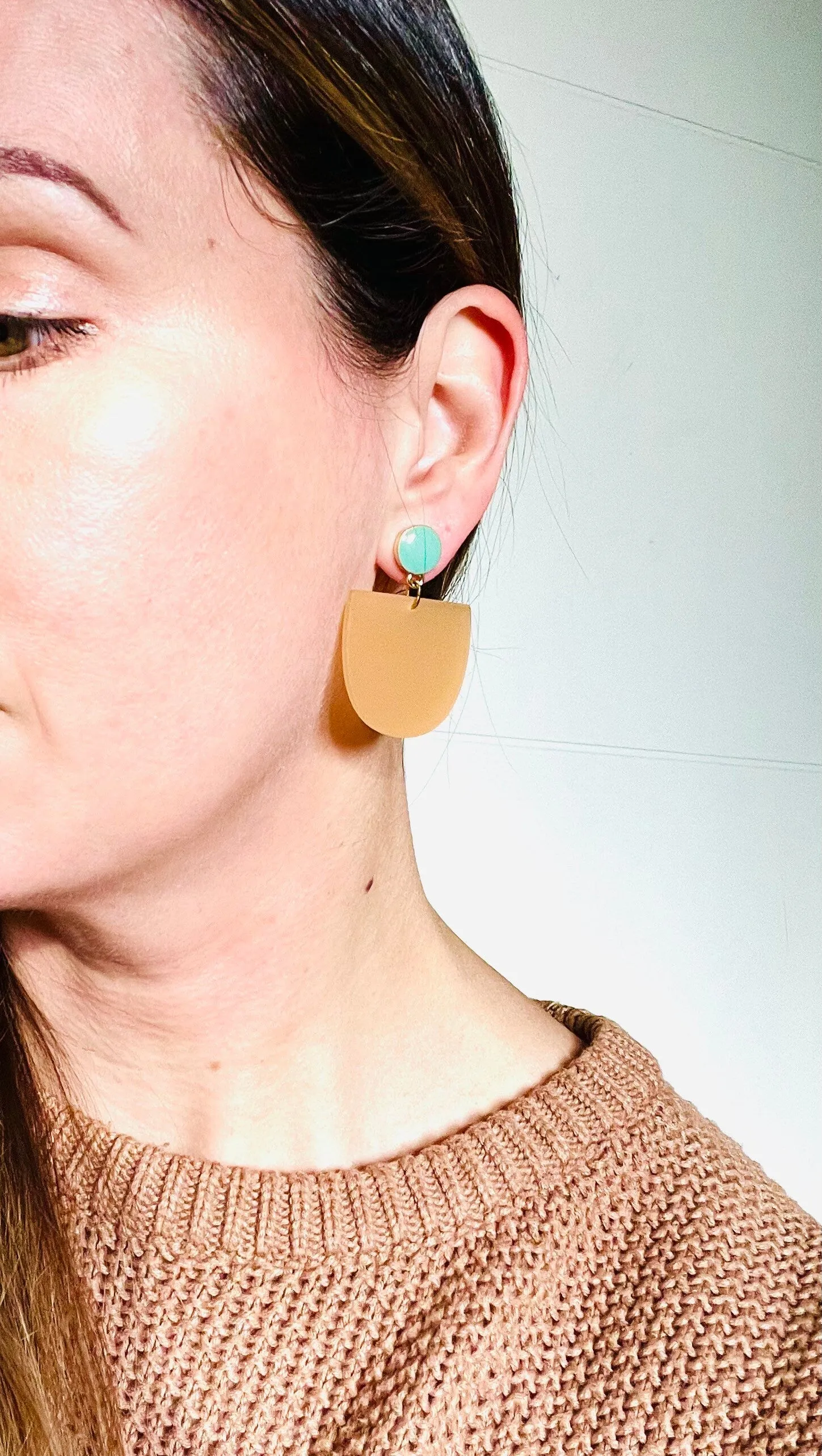 Orange Crescent Earrings