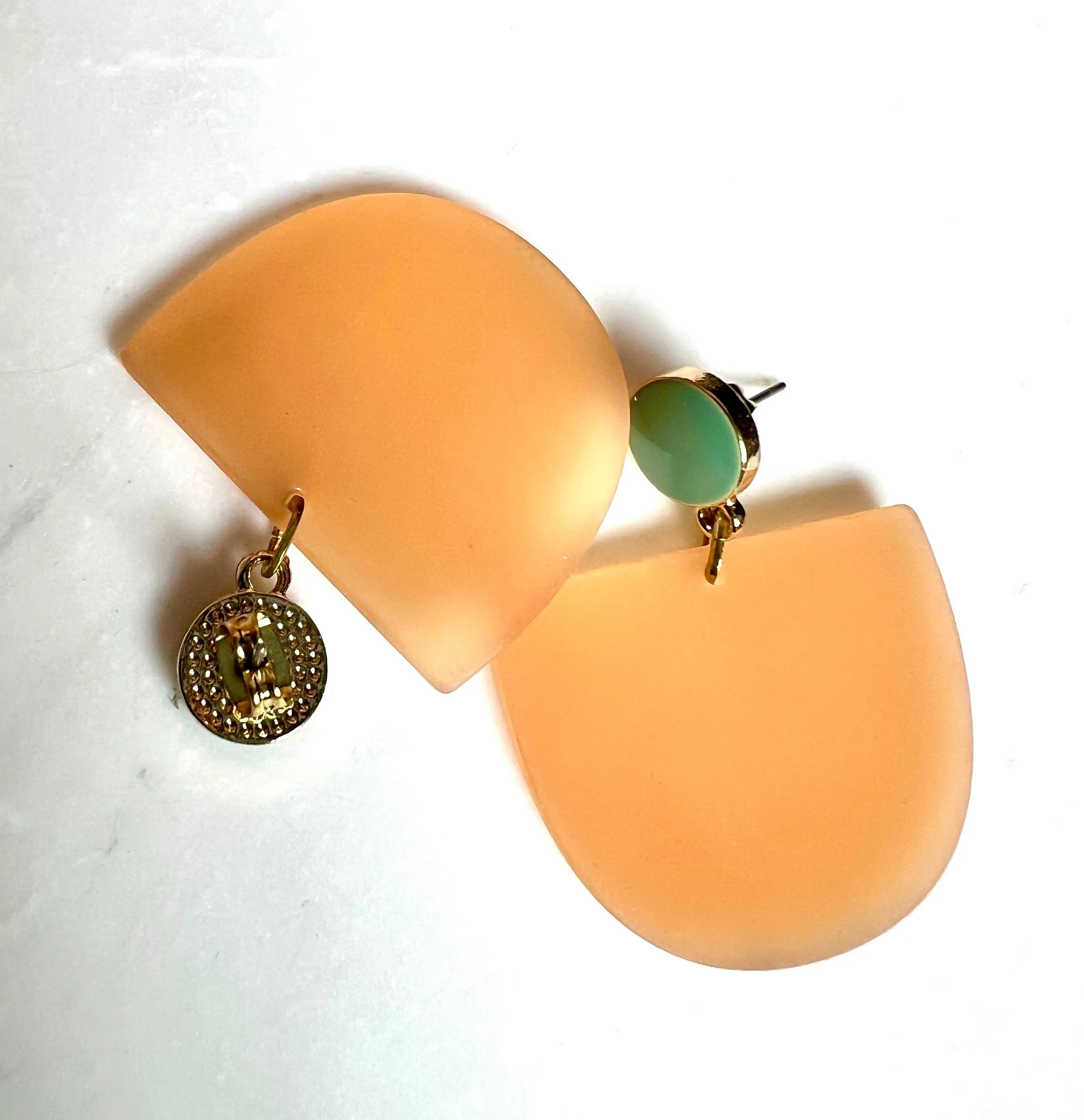 Orange Crescent Earrings