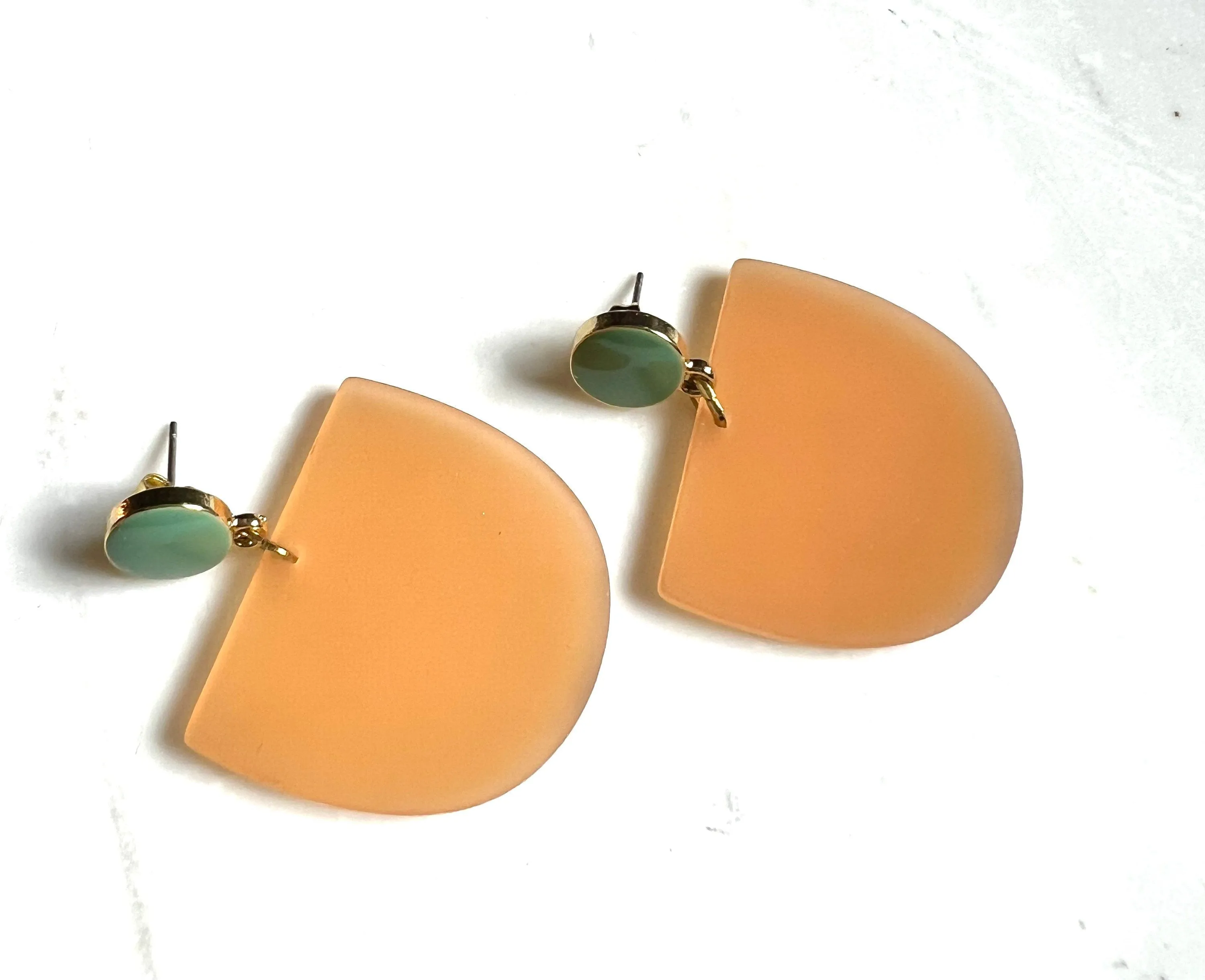 Orange Crescent Earrings