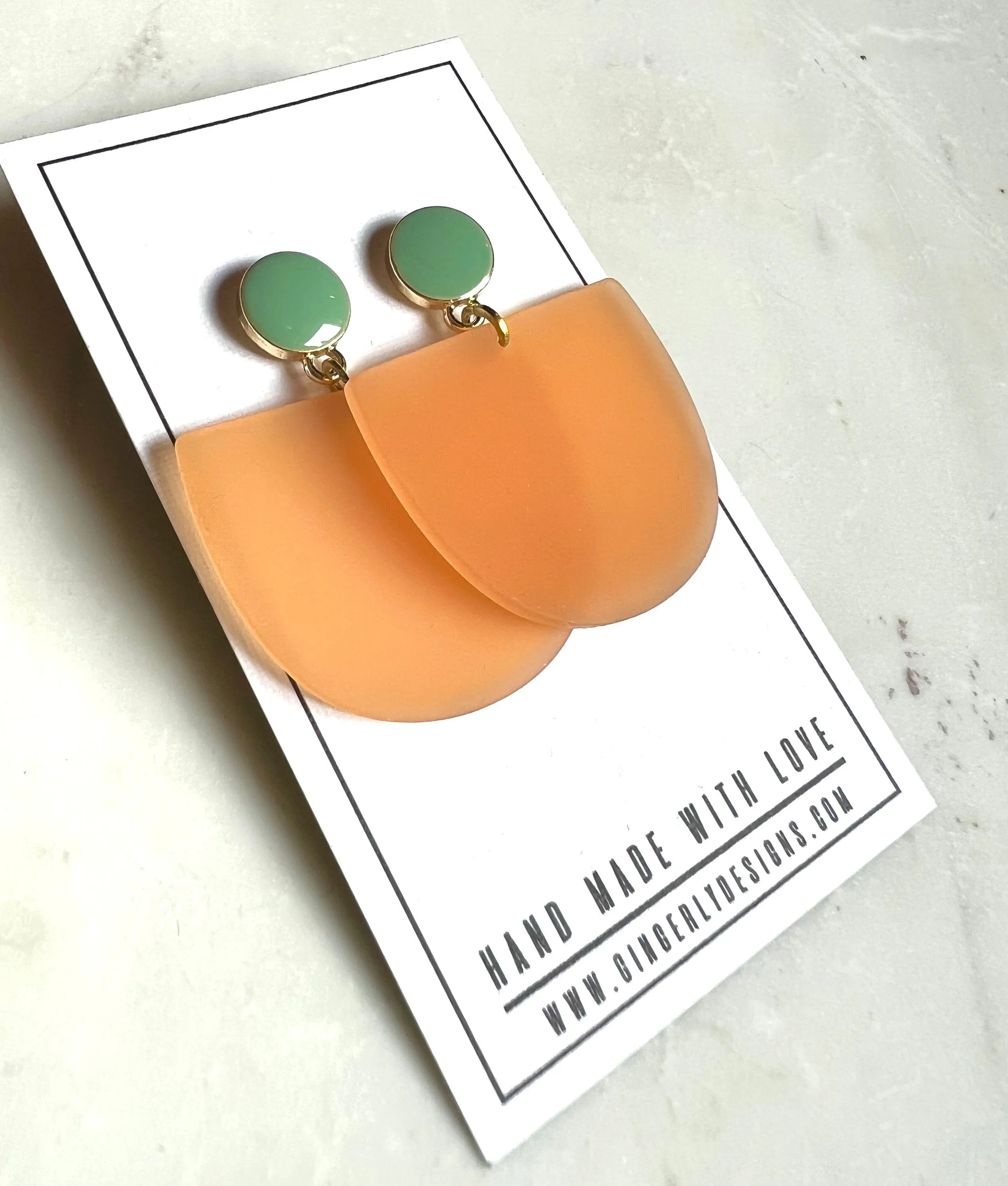 Orange Crescent Earrings