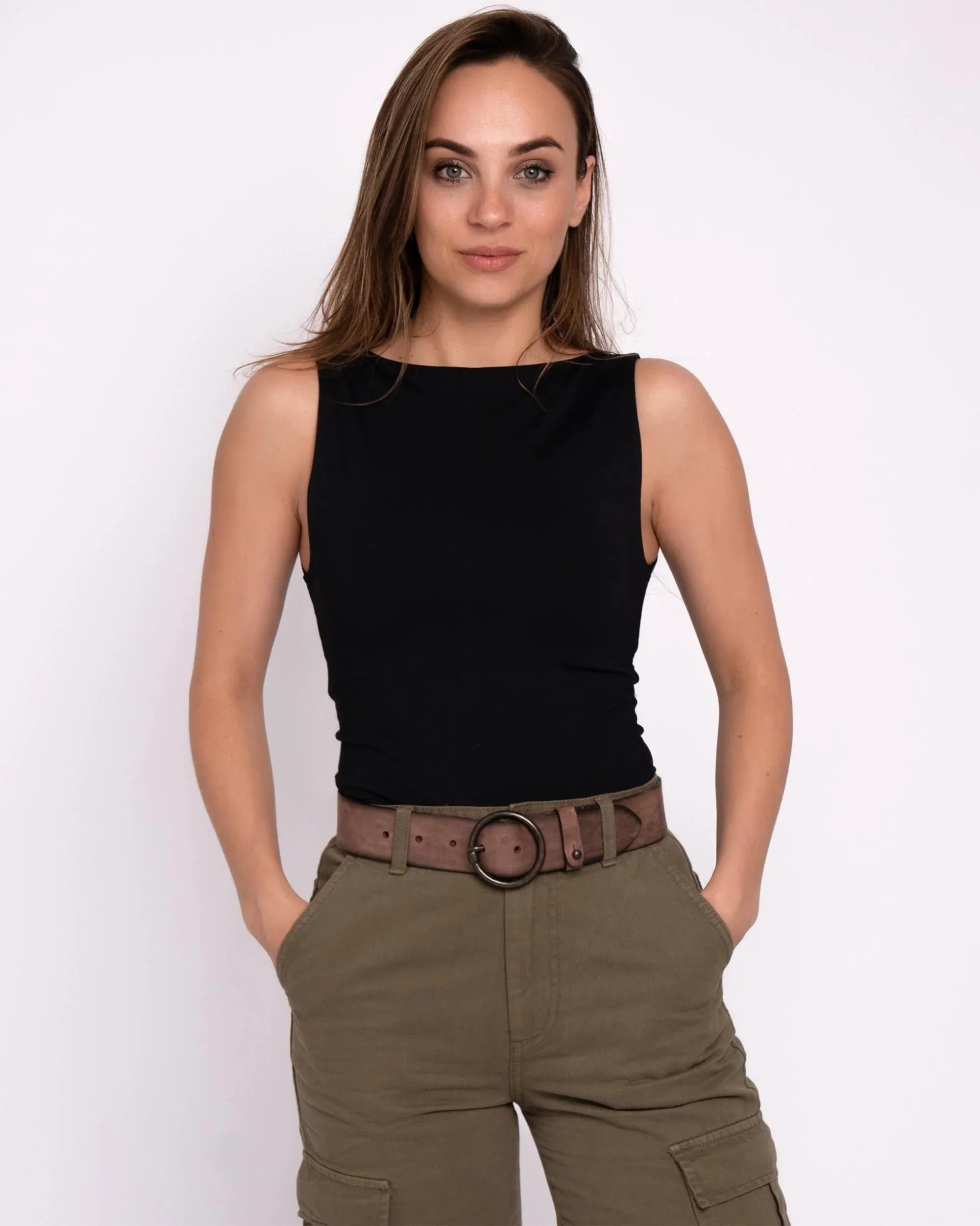 Pip | Vintage Round Buckle Leather Belt