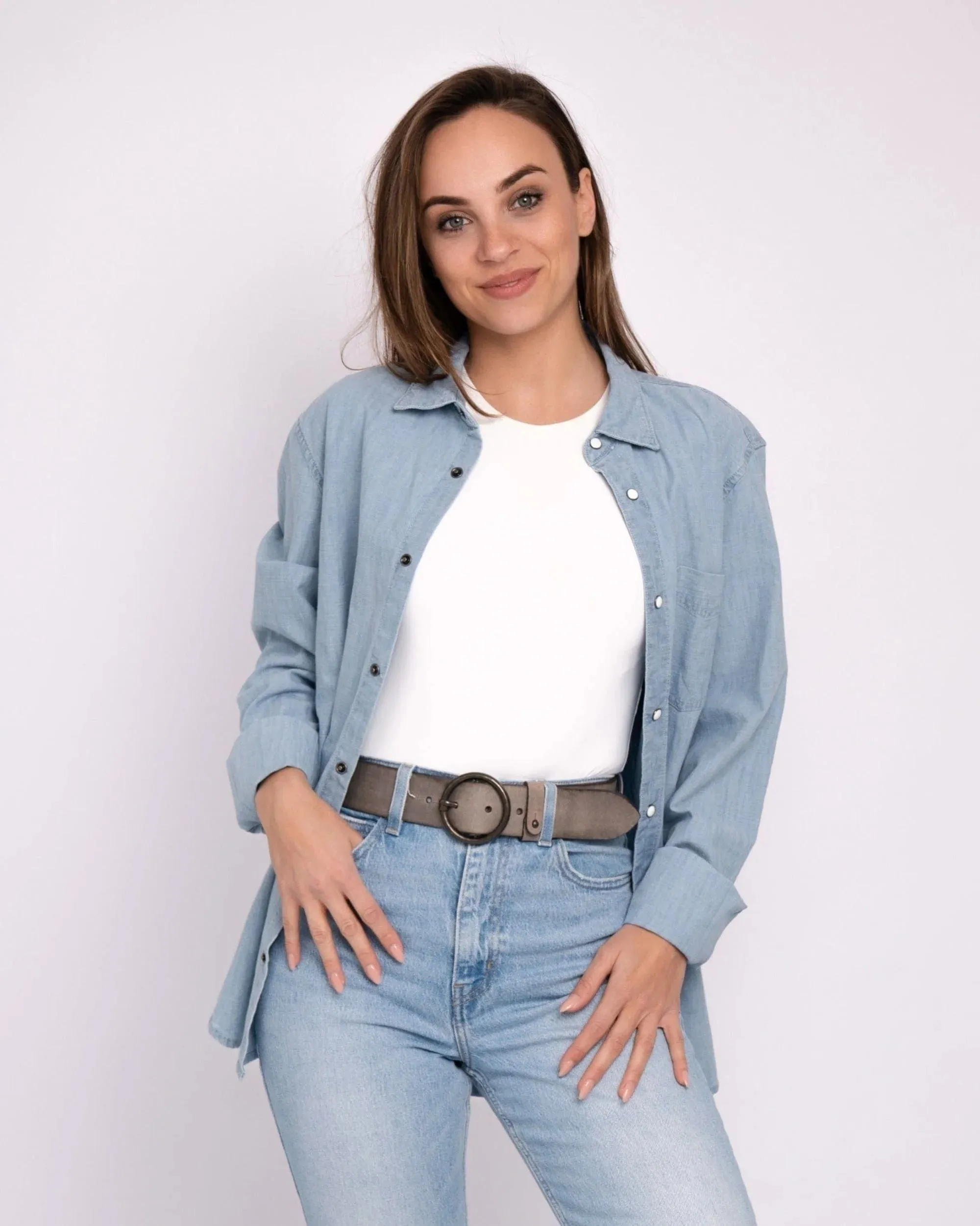 Pip | Vintage Round Buckle Leather Belt