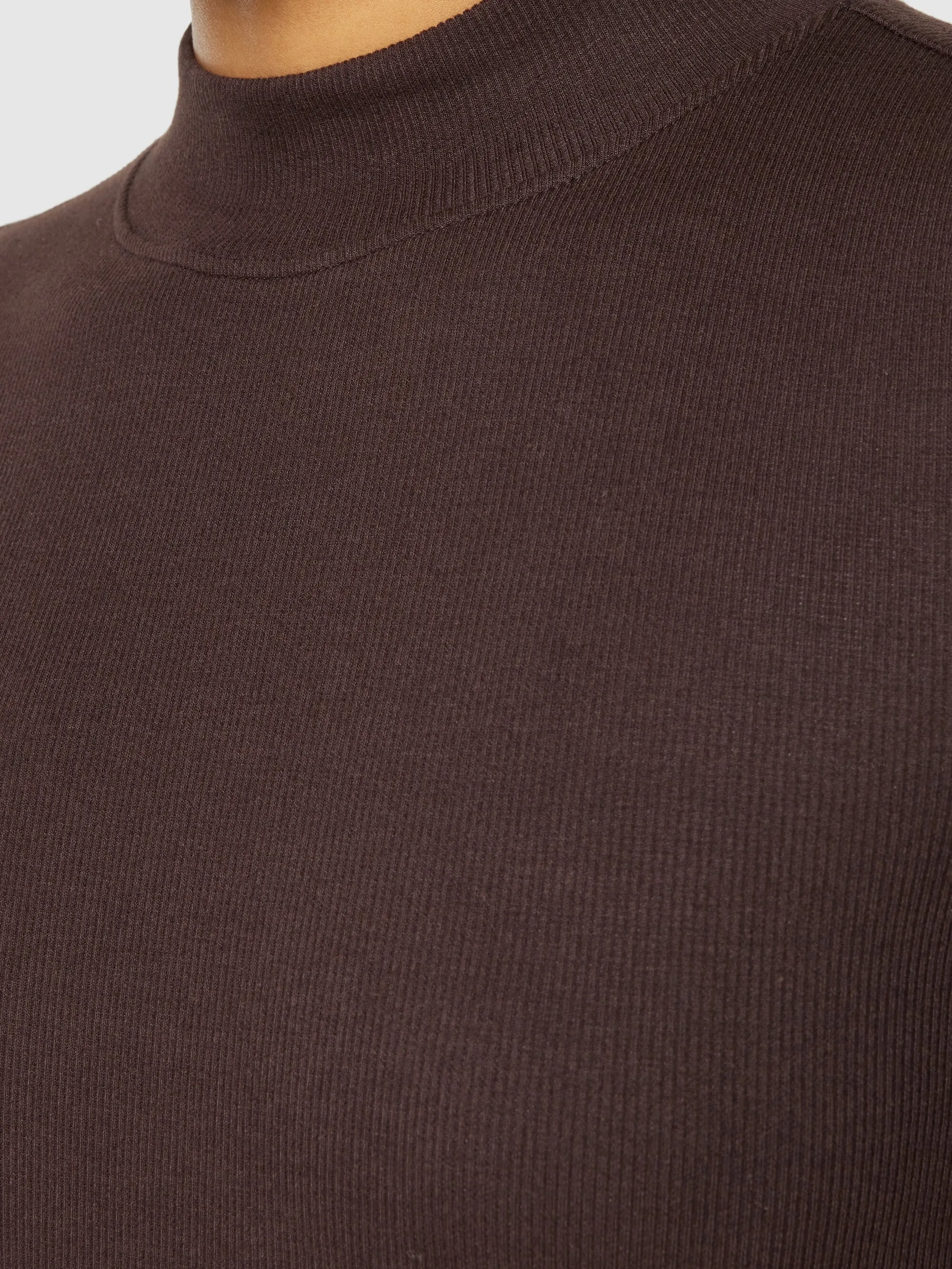 Rib high neck short sleeve - Chocolate Plum