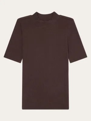 Rib high neck short sleeve - Chocolate Plum