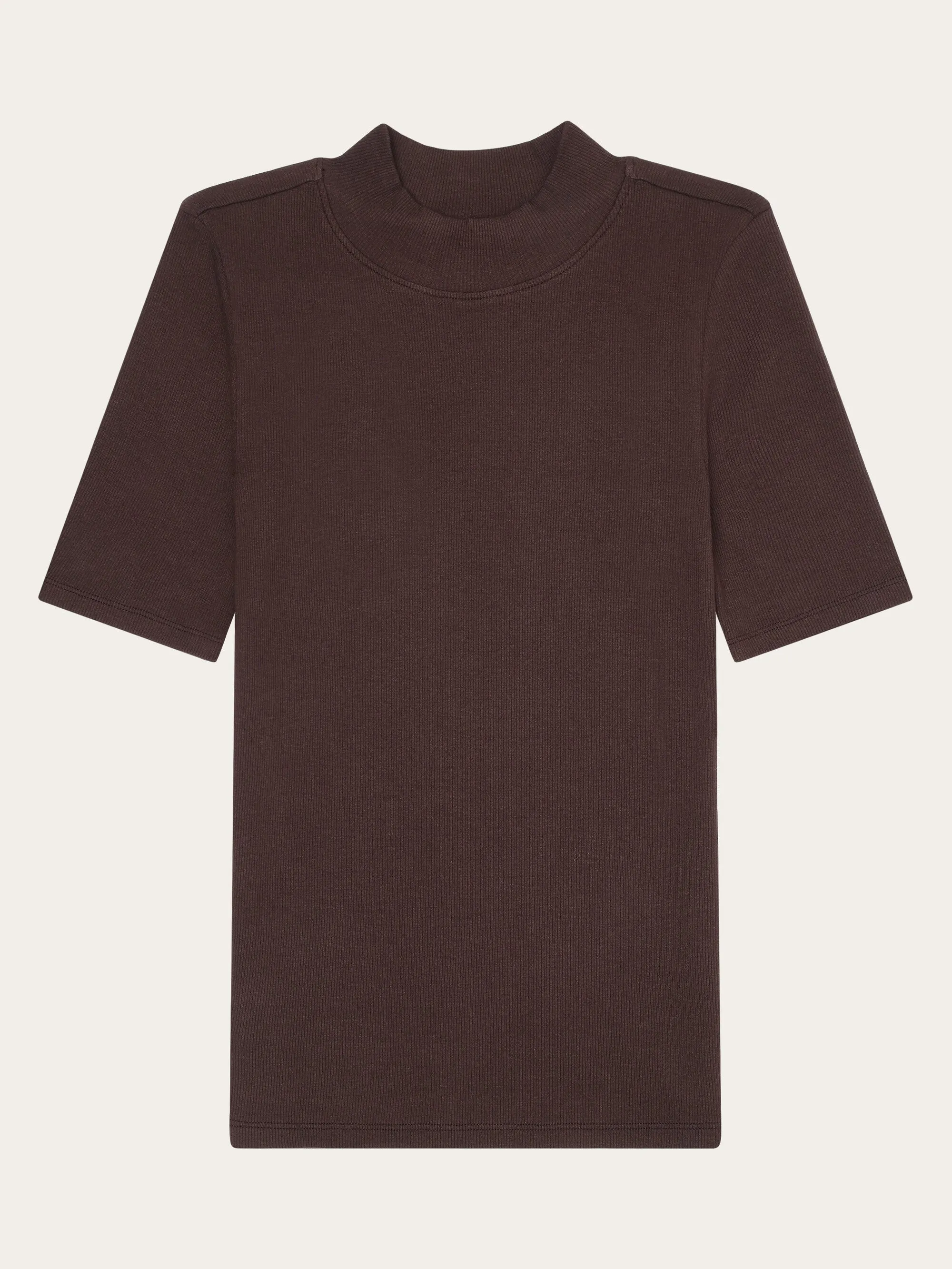 Rib high neck short sleeve - Chocolate Plum