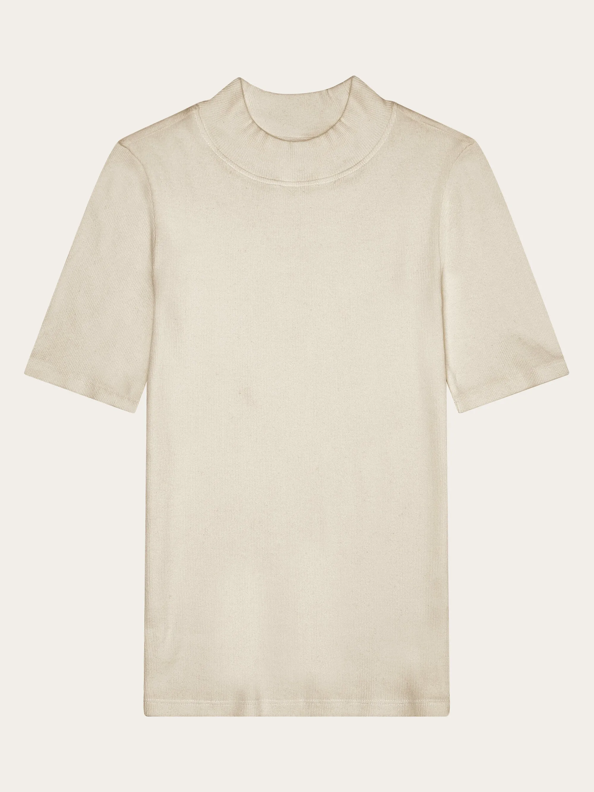 Rib high neck short sleeve - Gray Chateau Melange
