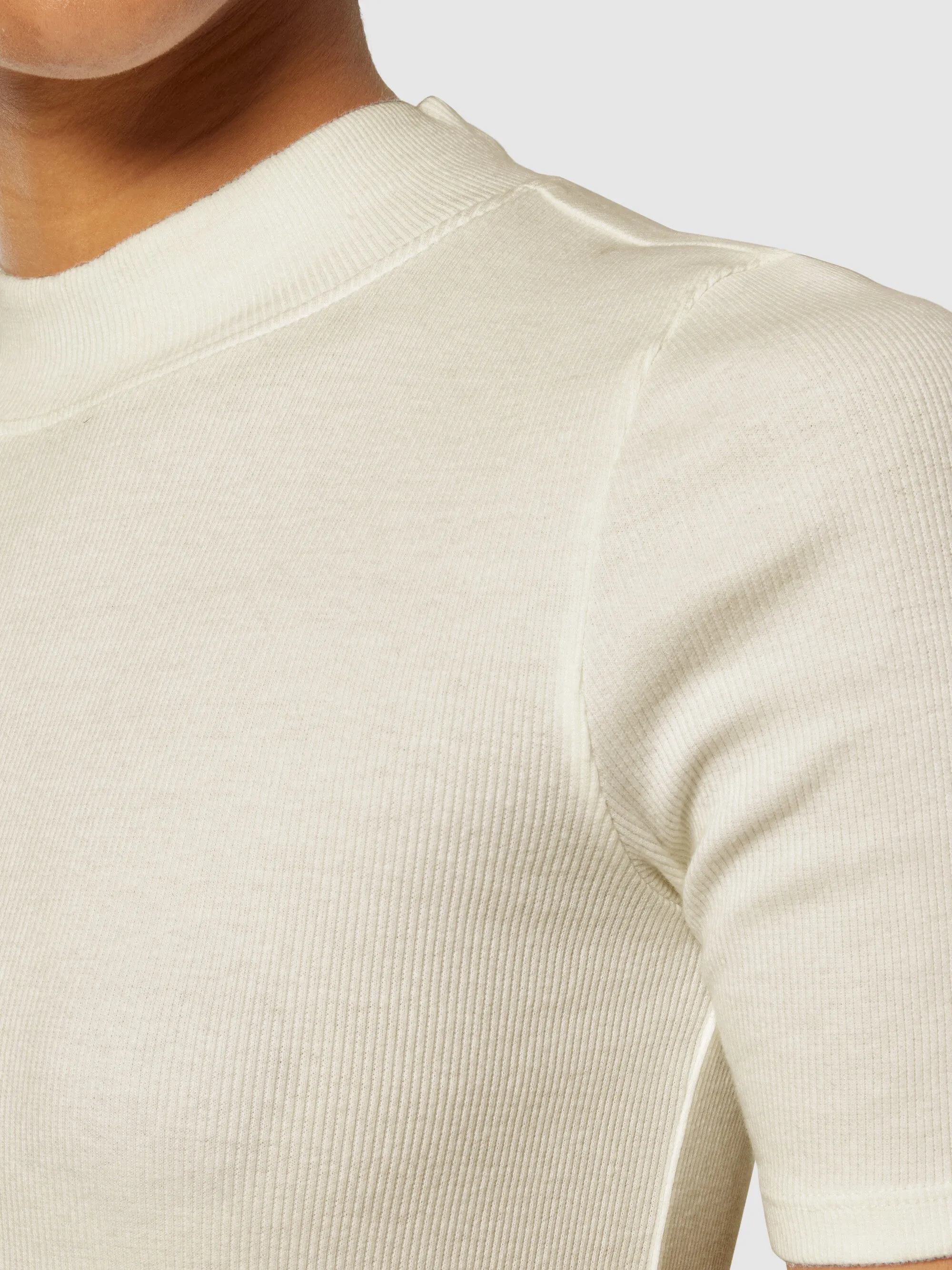 Rib high neck short sleeve - Gray Chateau Melange