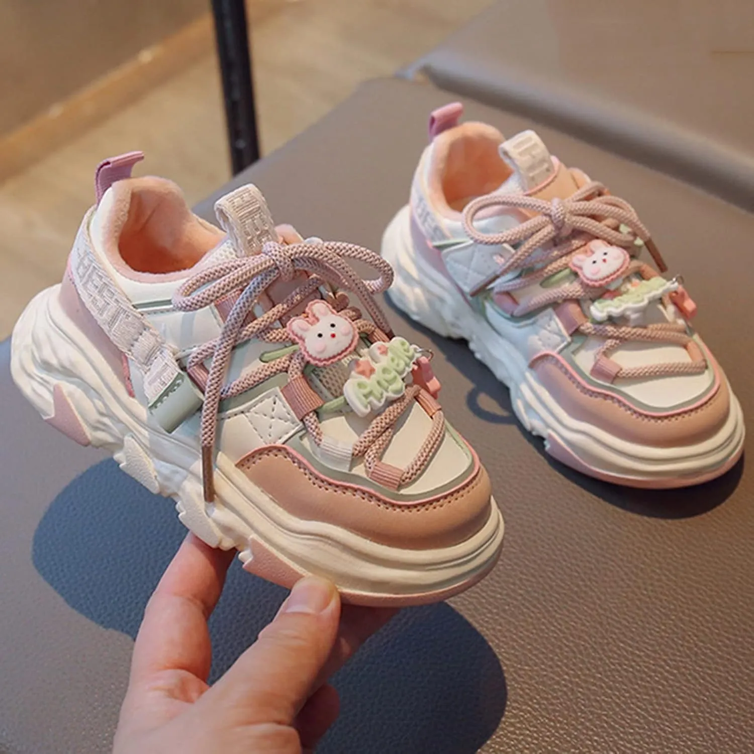 Running Shoes Girls Toddler Chunky Sneakers Fashion Thick Sole Warm Big Kid Slip On Outdoor Running Casual Shoes