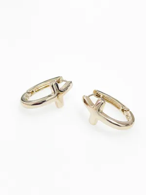 Sadie - Gold Cross Hoop Earrings